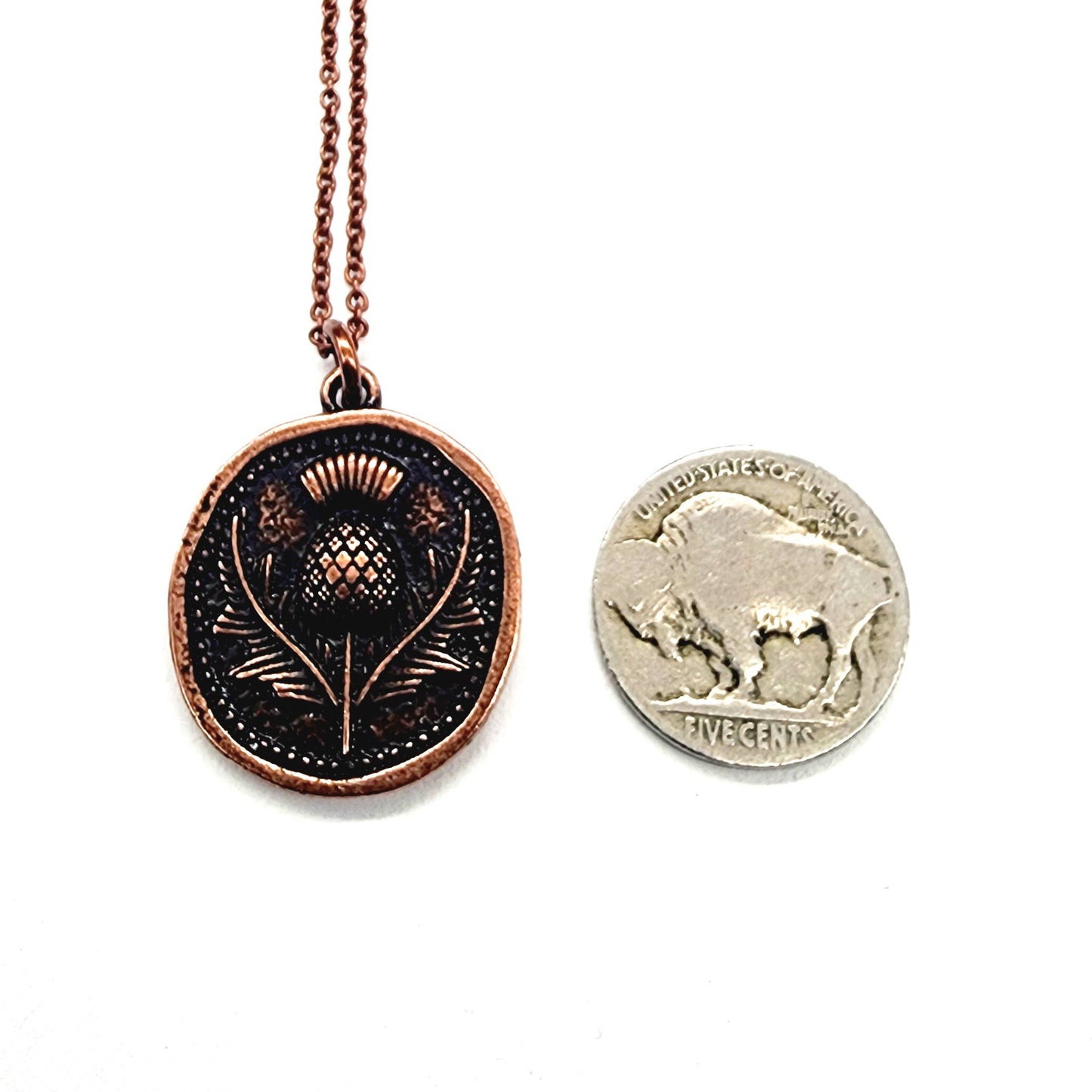 Thistle Necklace - Antique Copper