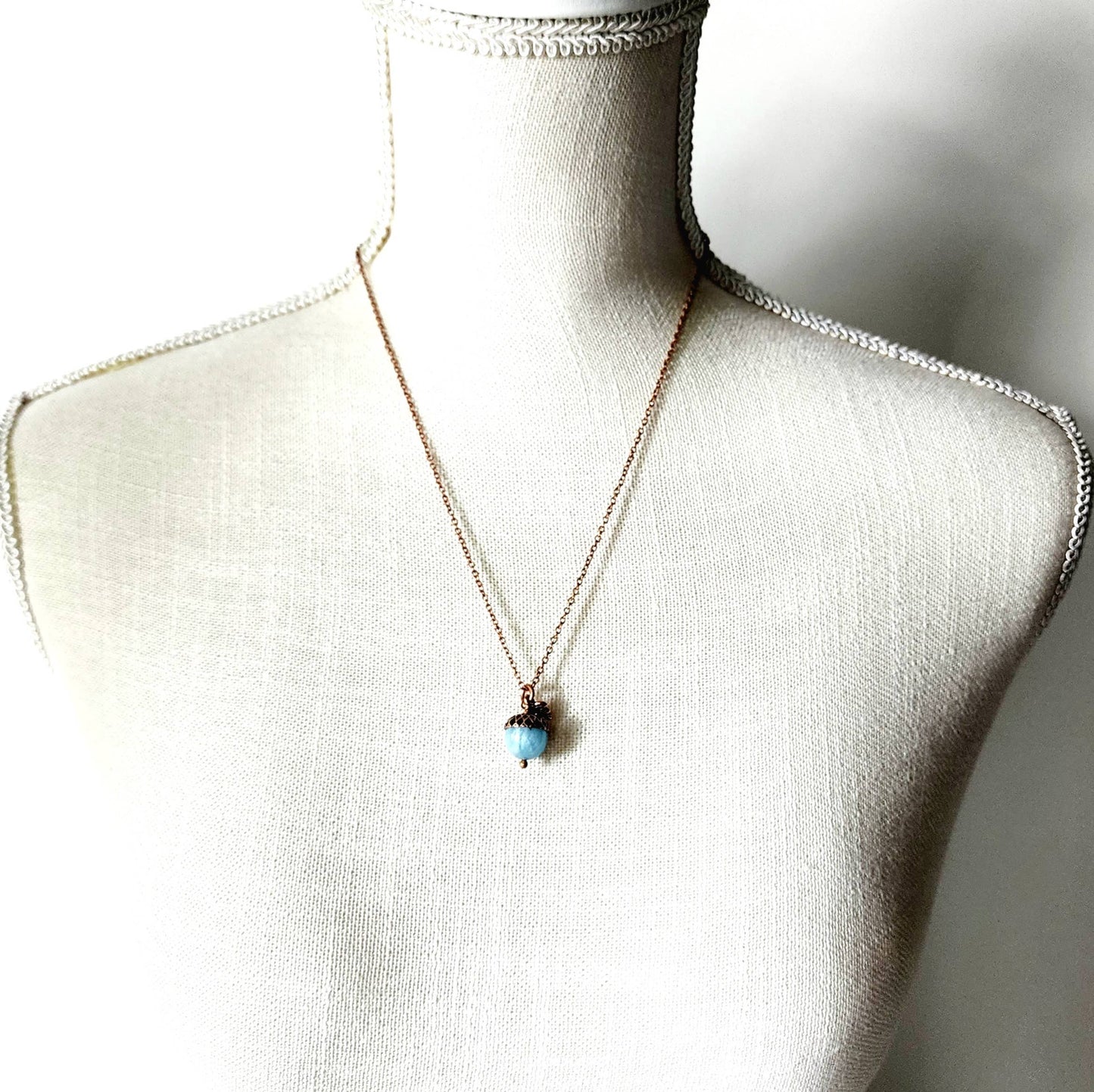 Acorn Necklace with Aquamarine