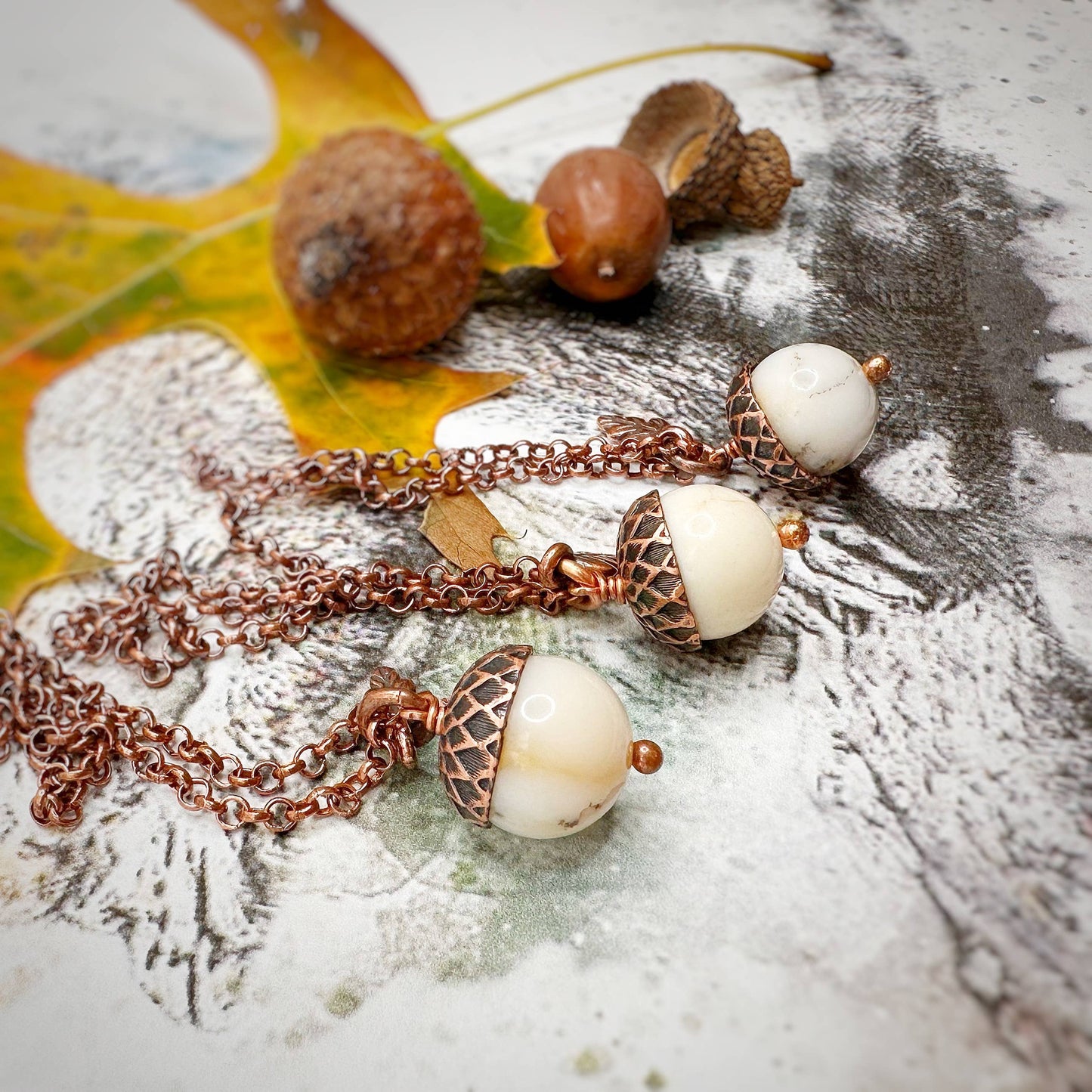 Acorn Necklace-Natural White Opal