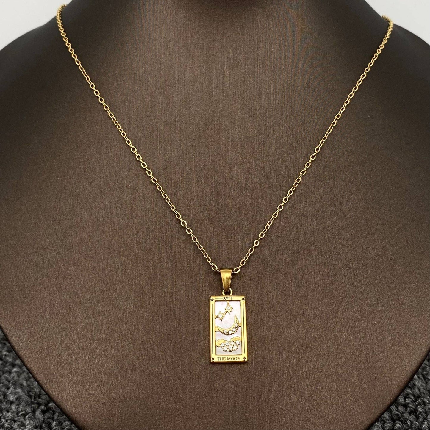 The Moon: 18K Gold Plated Tarot Card Necklace
