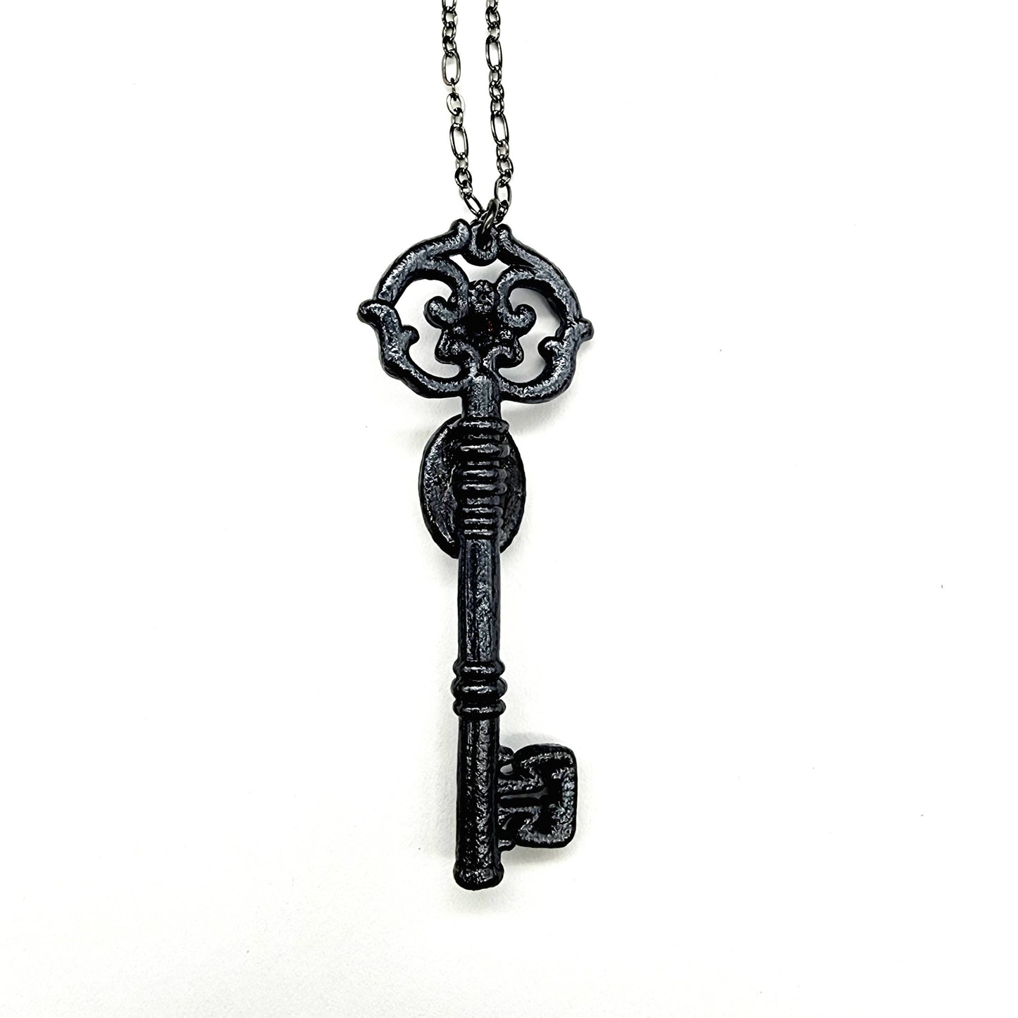 Skeleton Key Necklace-Rose Quartz