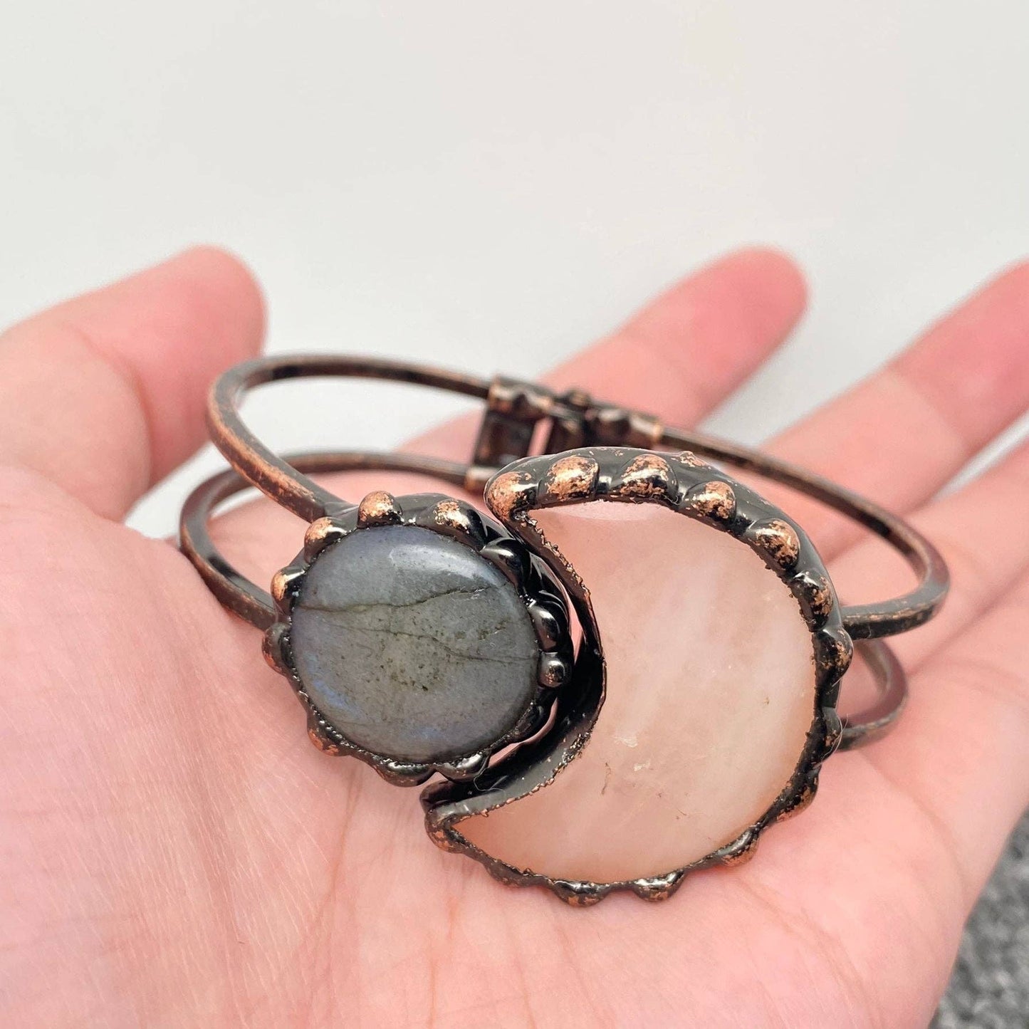 Star and Moon, Natural Stone Bangle: Quartz & Anemousite