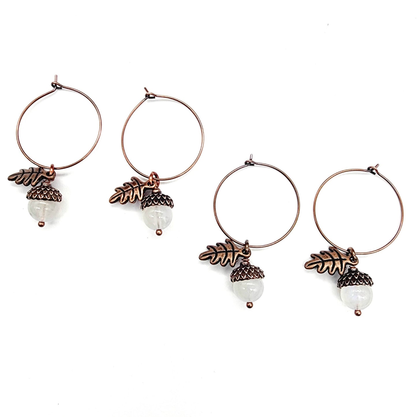 Acorn Earrings-Rainbow Moonstone
