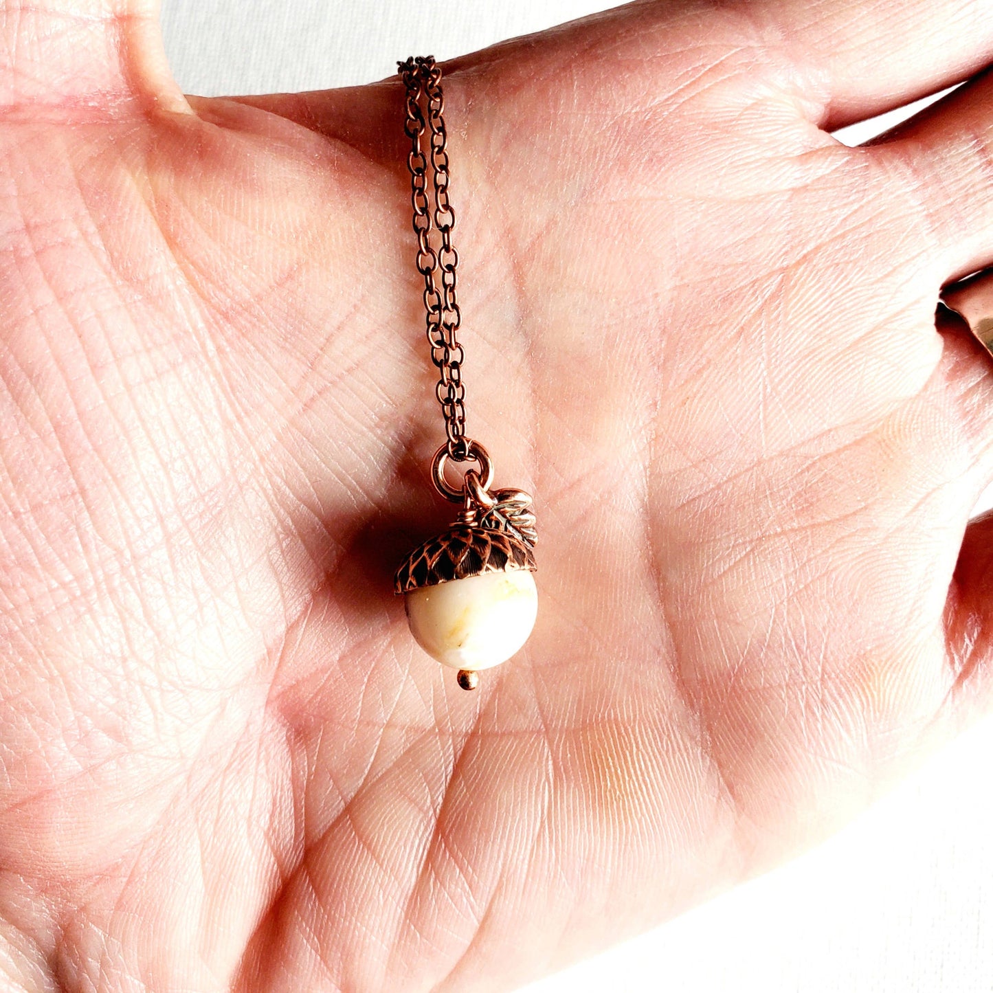 Acorn Necklace-Natural White Opal