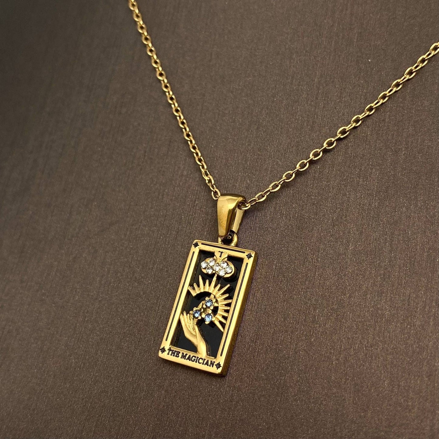 The Magician: 18K Gold Plated Tarot Card Necklace
