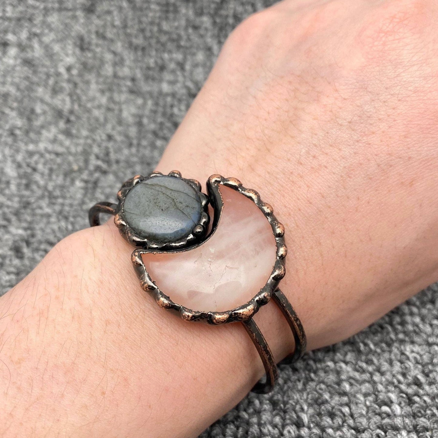 Star and Moon, Natural Stone Bangle: Quartz & Anemousite