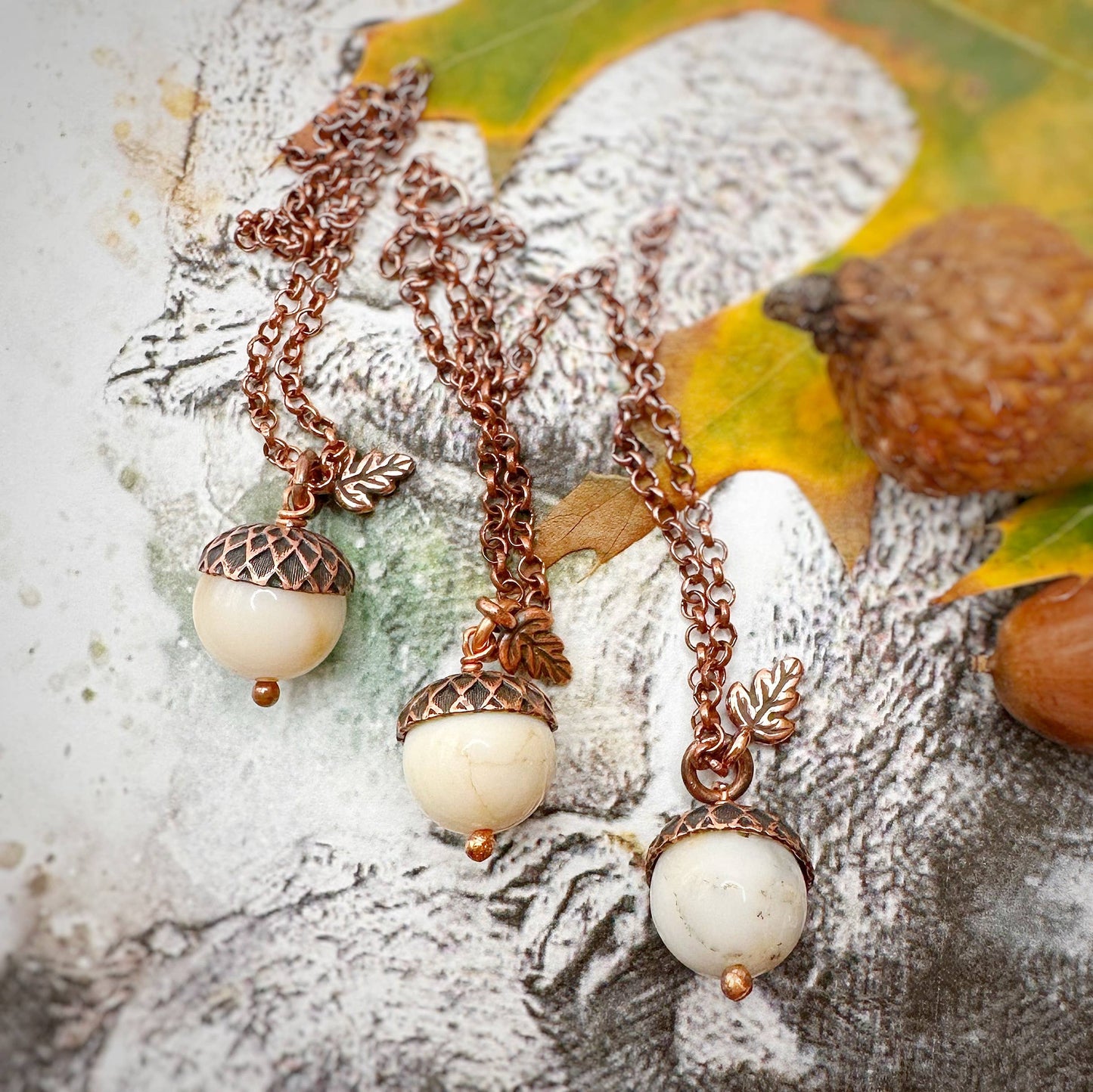 Acorn Necklace-Natural White Opal