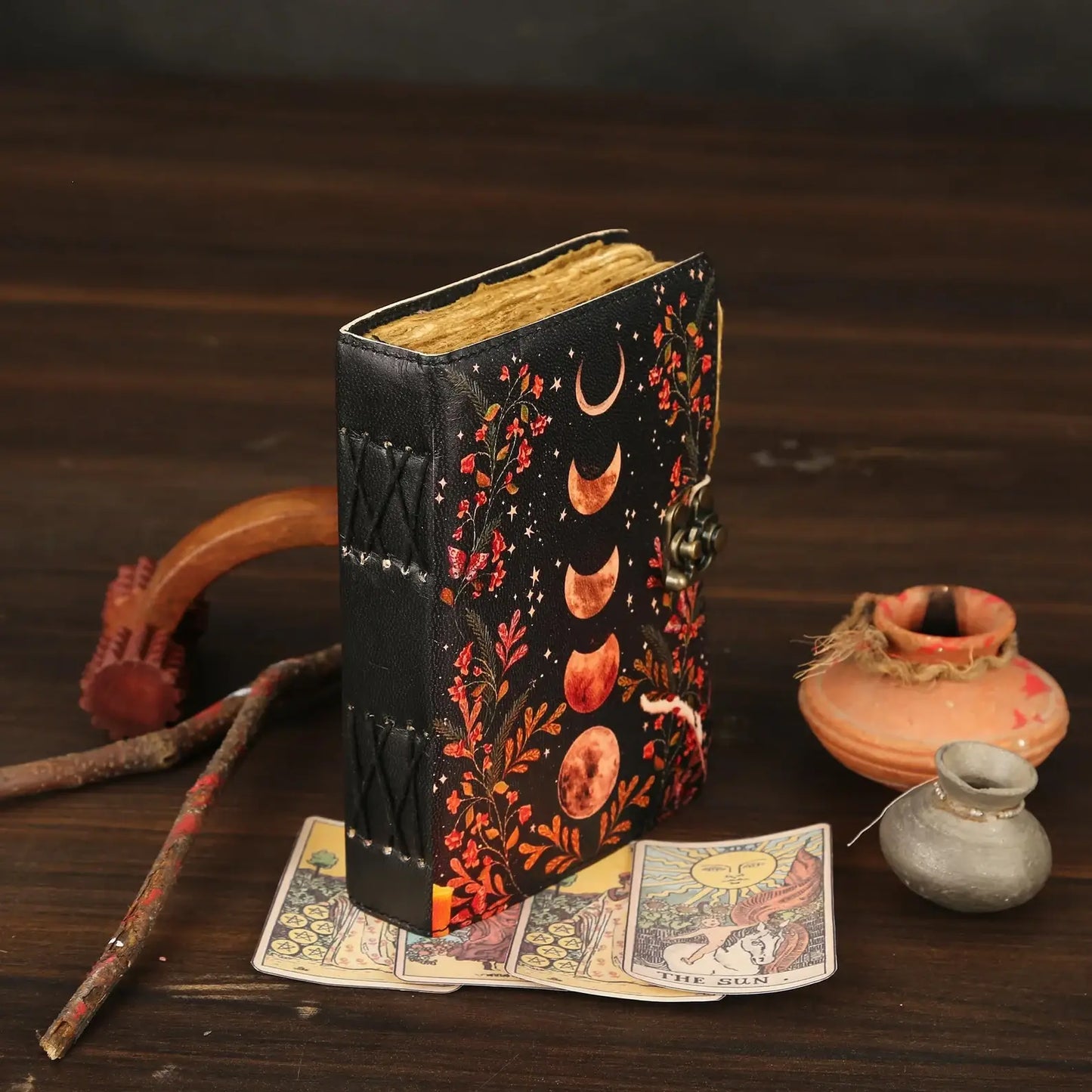 Leather Journal with Moon Print
