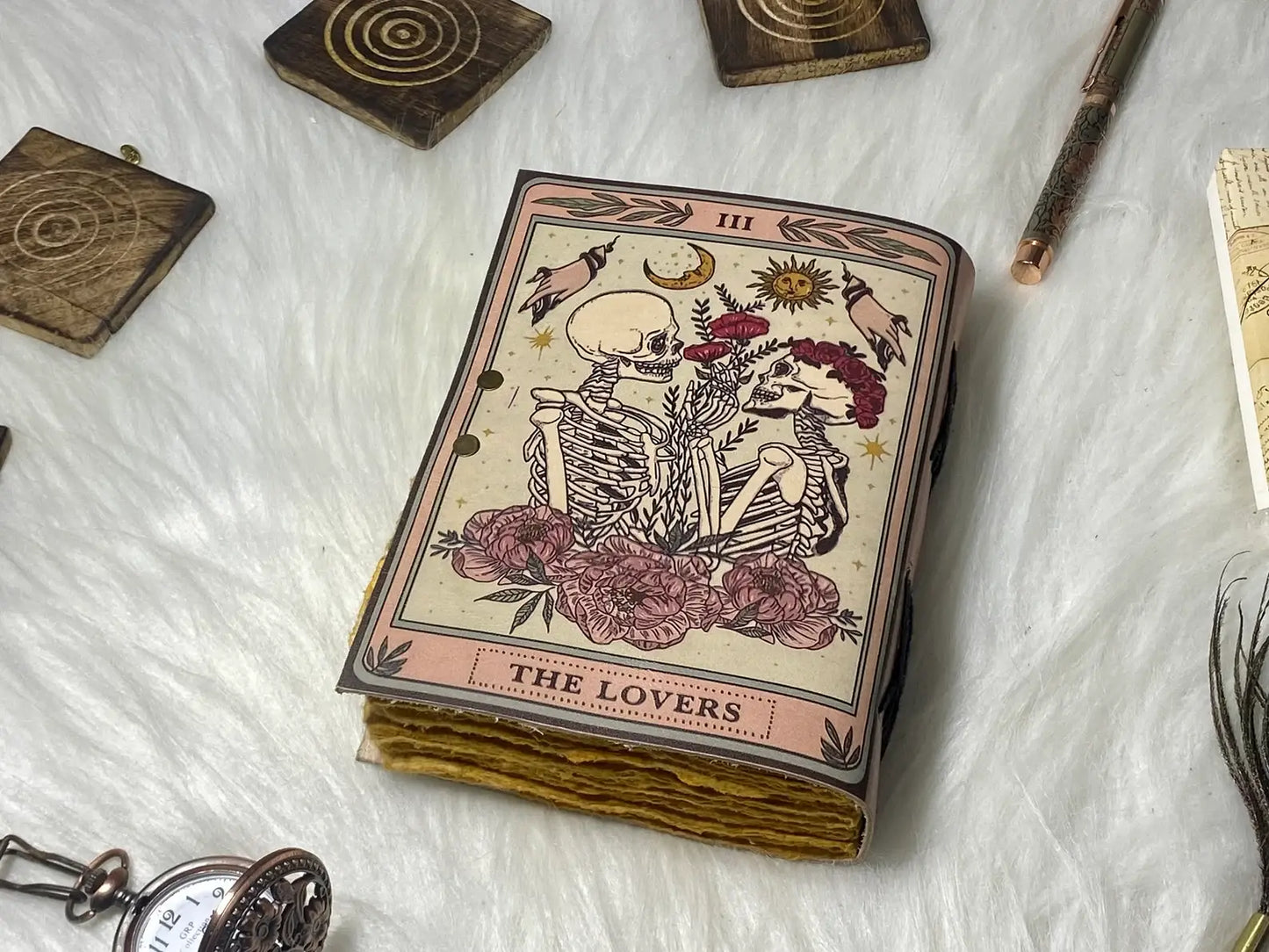 Leather Journal with The Lovers Print