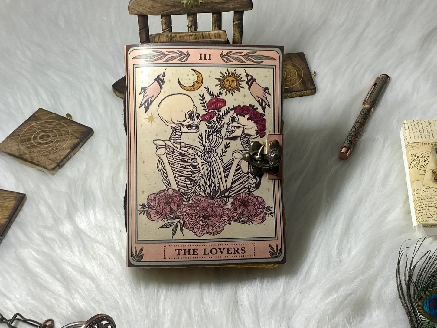 Leather Journal with The Lovers Print