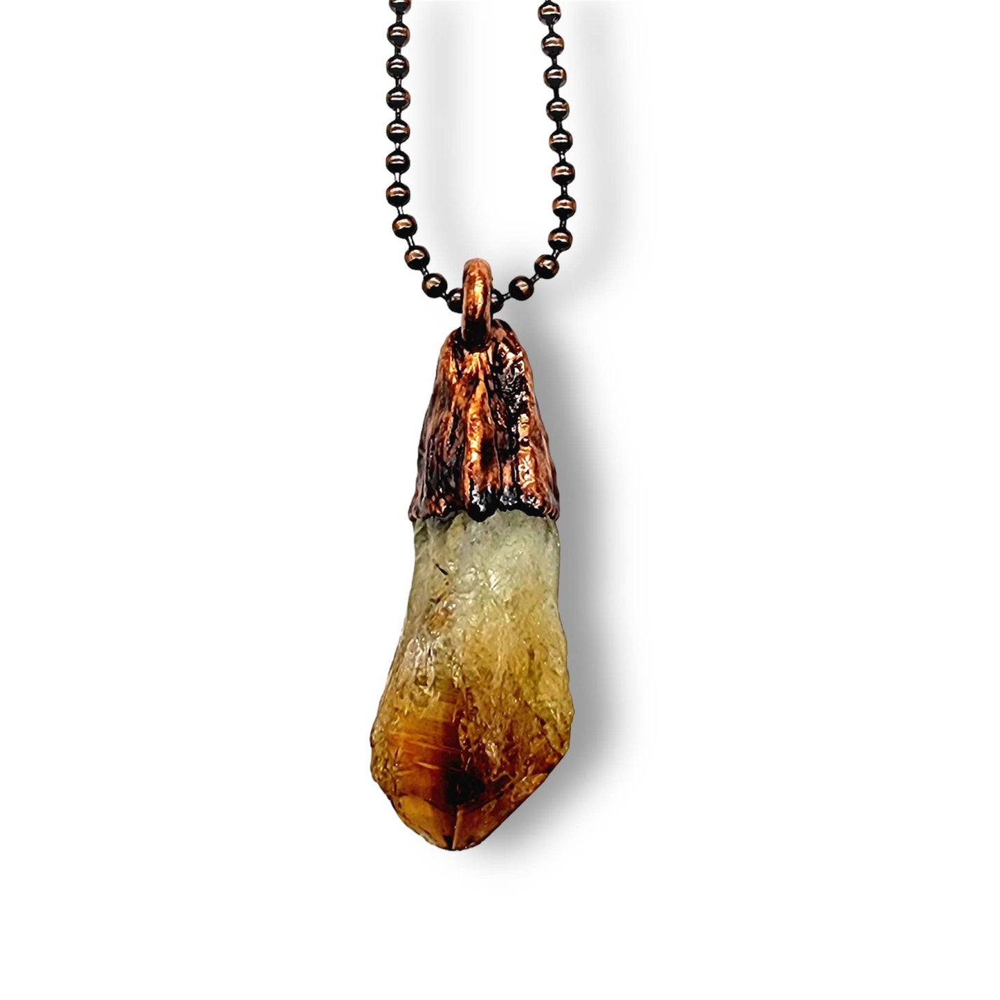 Citrine Point Necklace - Ball Chain