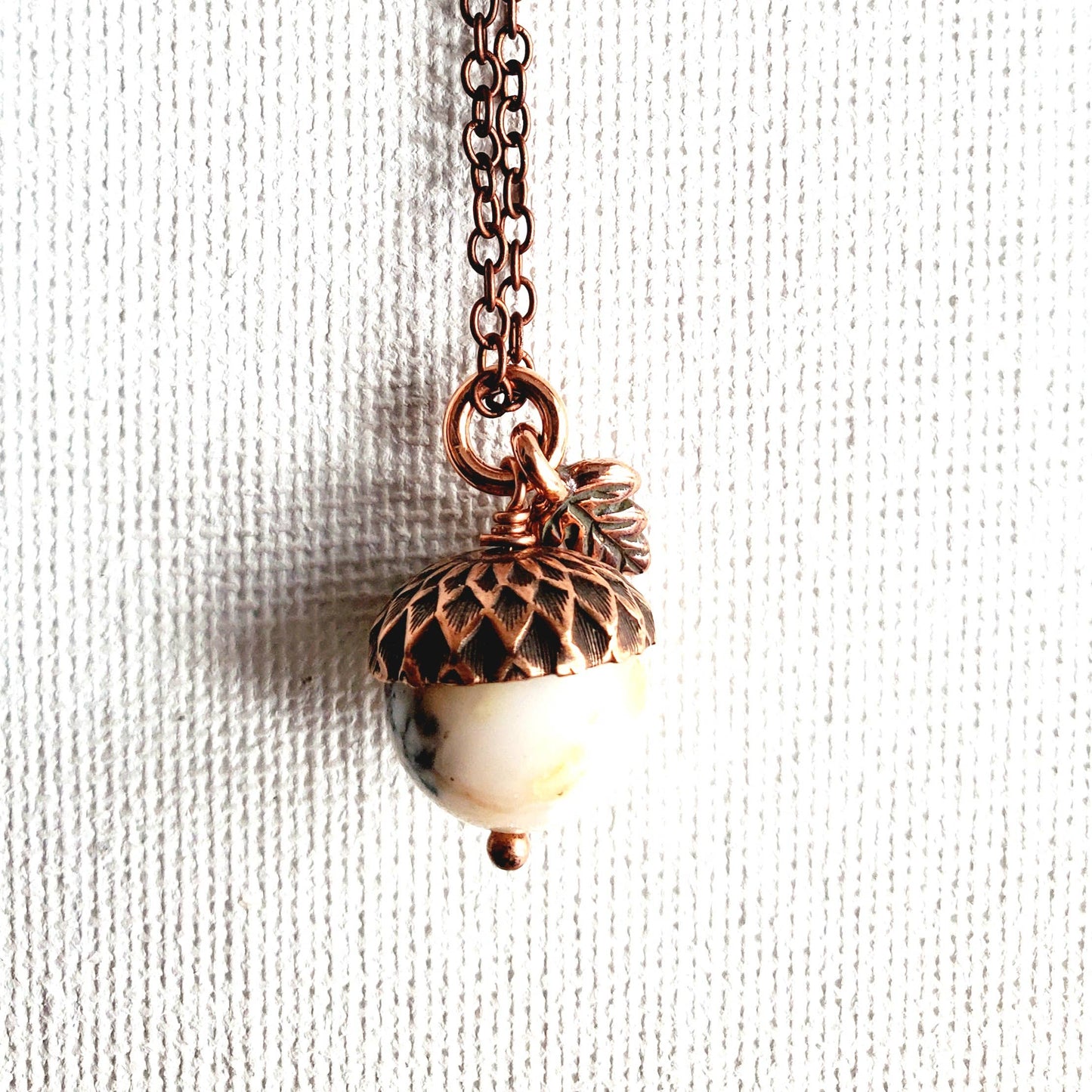 Acorn Necklace-Natural White Opal