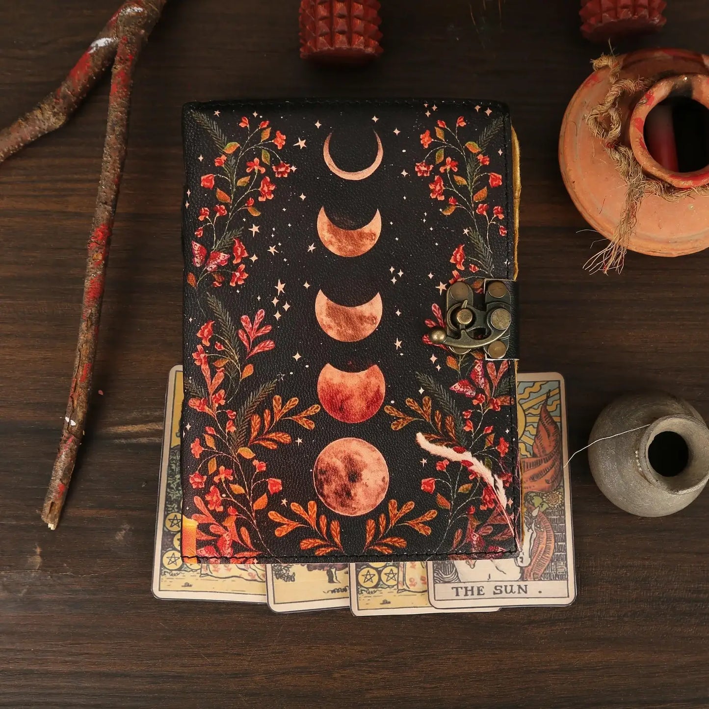 Leather Journal with Moon Print