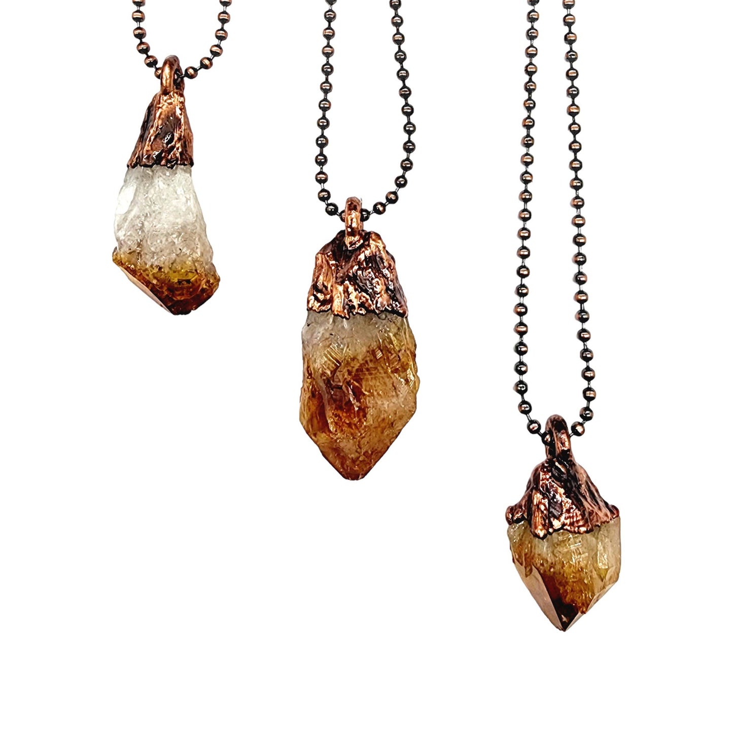 Citrine Point Necklace - Ball Chain
