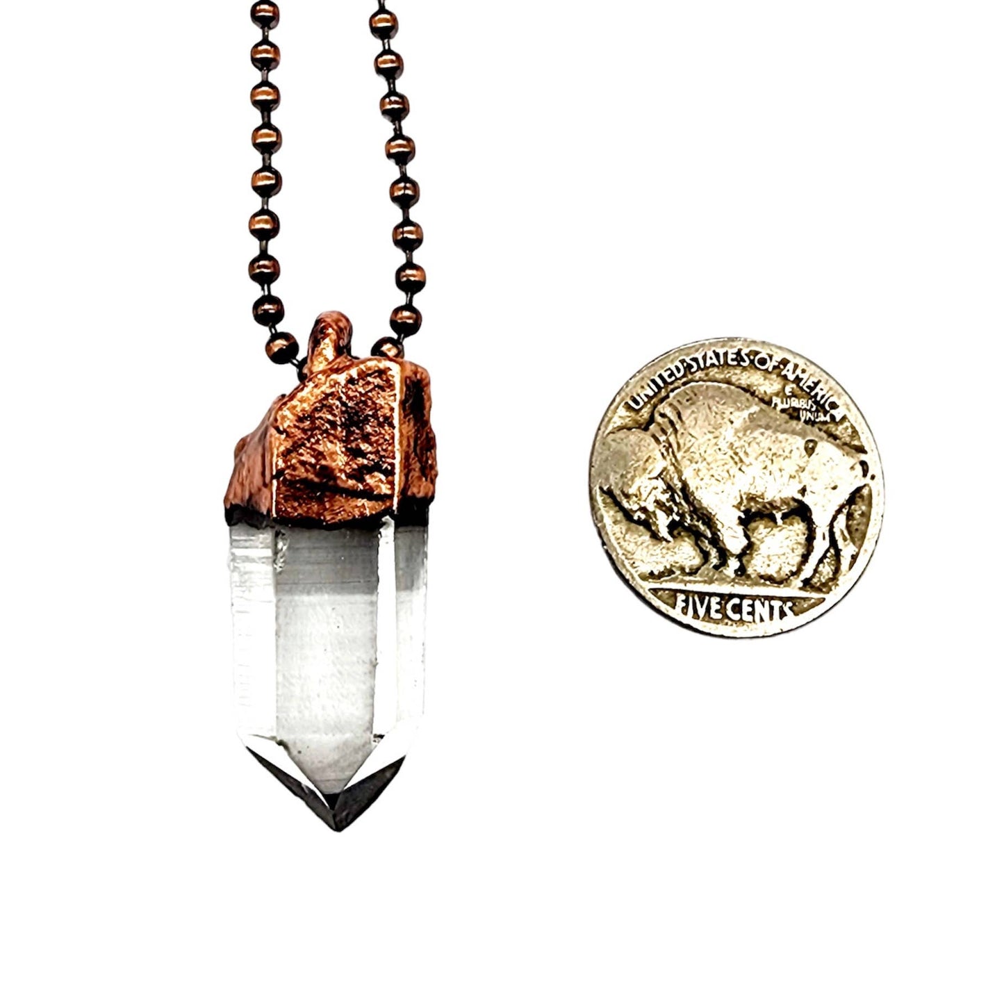 Clear Quartz Crystal Point Necklace - Ball Chain