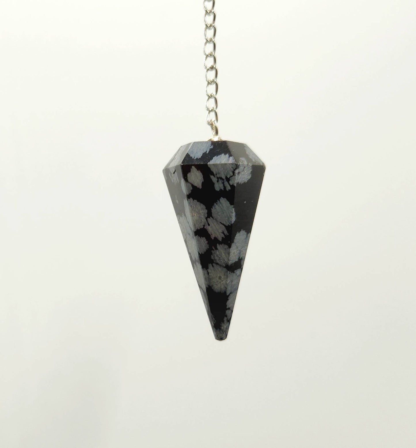Snowflake Obsidian Pendulum w/ Silver Plated Chain