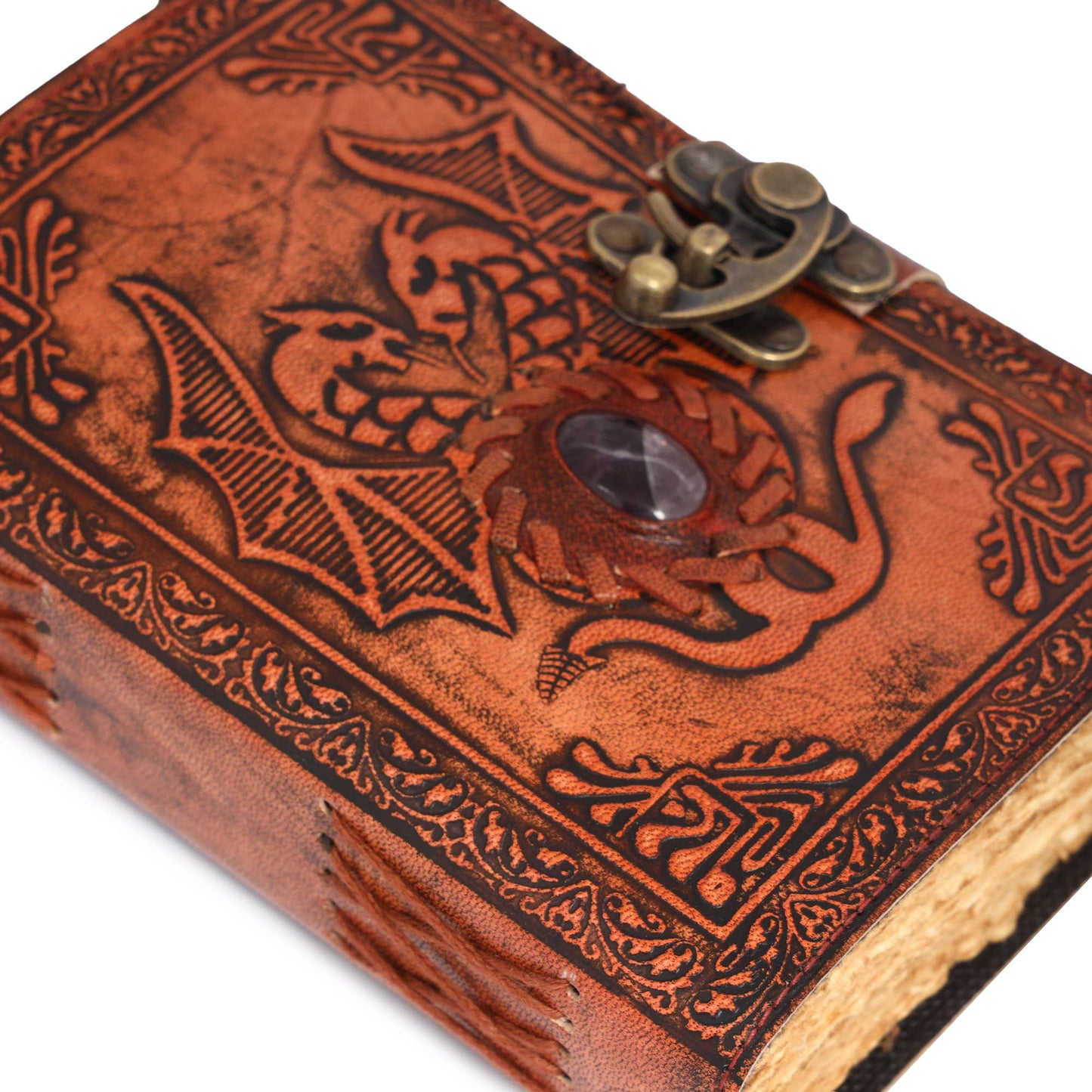 Leather Journal with Stone Dragon Embossed
