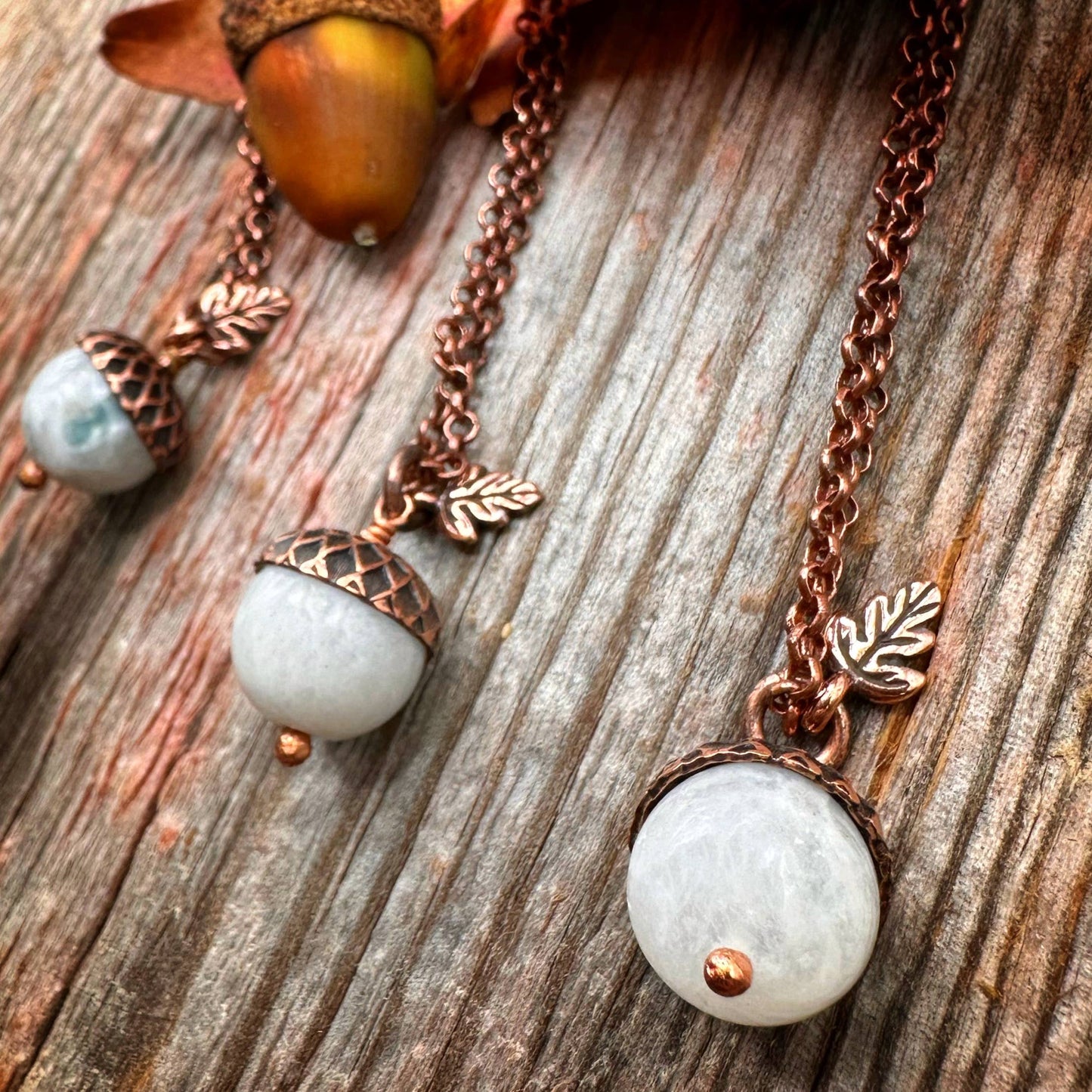 Acorn Necklace with Moonstone