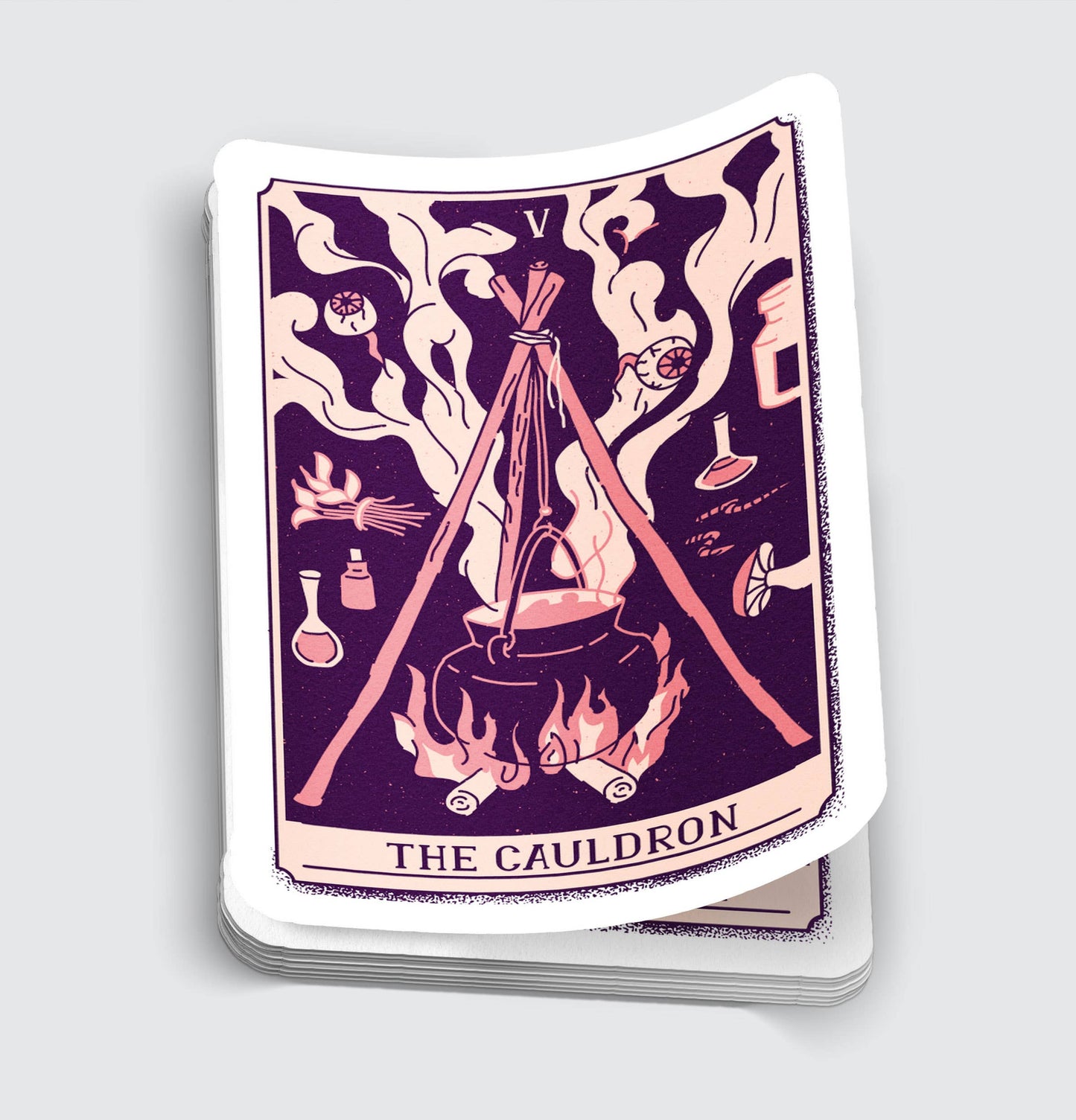 "The Cauldron" Pink Tarot Card Sticker