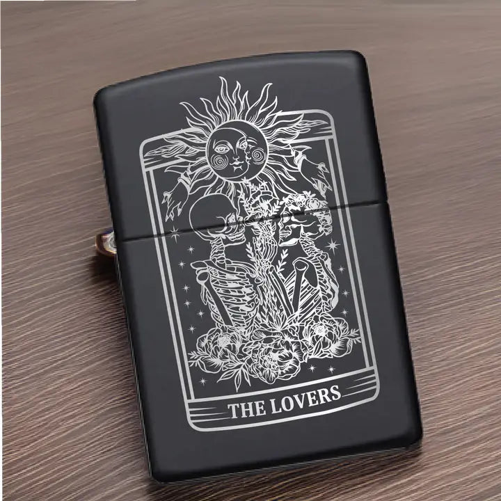 Engraved Flip Top Metal Windproof Lighter - Variety of Designs