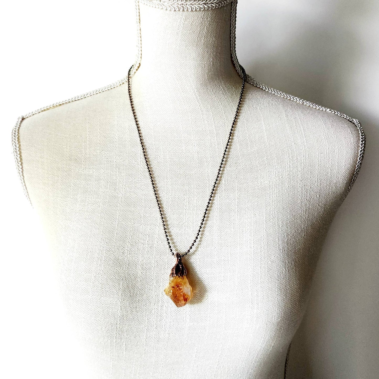 Citrine Point Necklace - Ball Chain