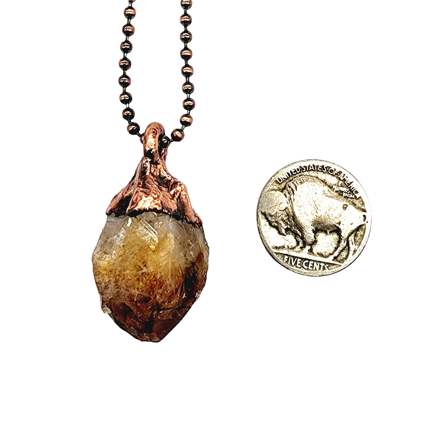 Citrine Point Necklace - Ball Chain