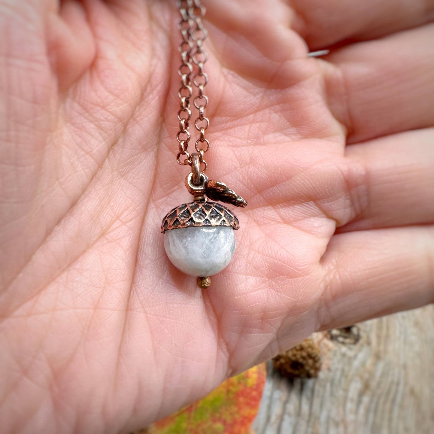 Acorn Necklace with Moonstone