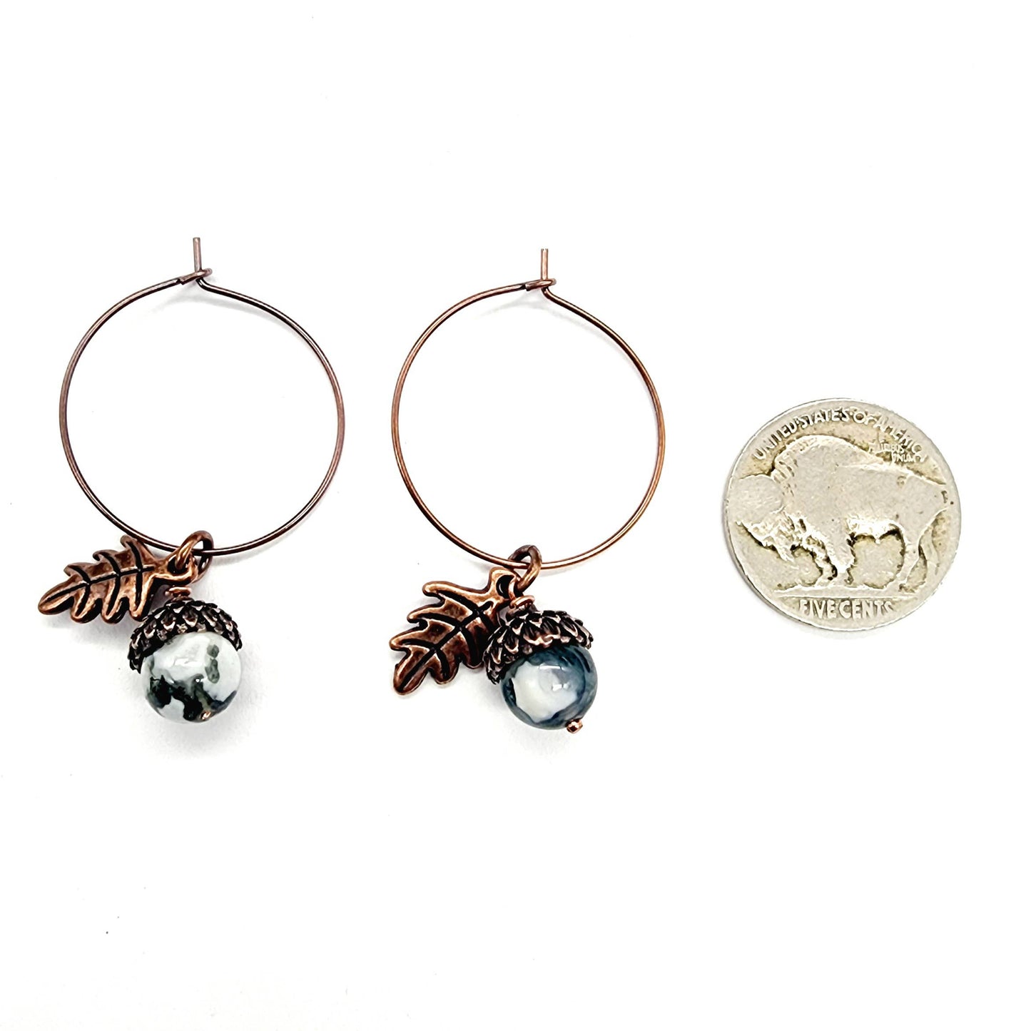 Acorn Earrings-Moss Agate