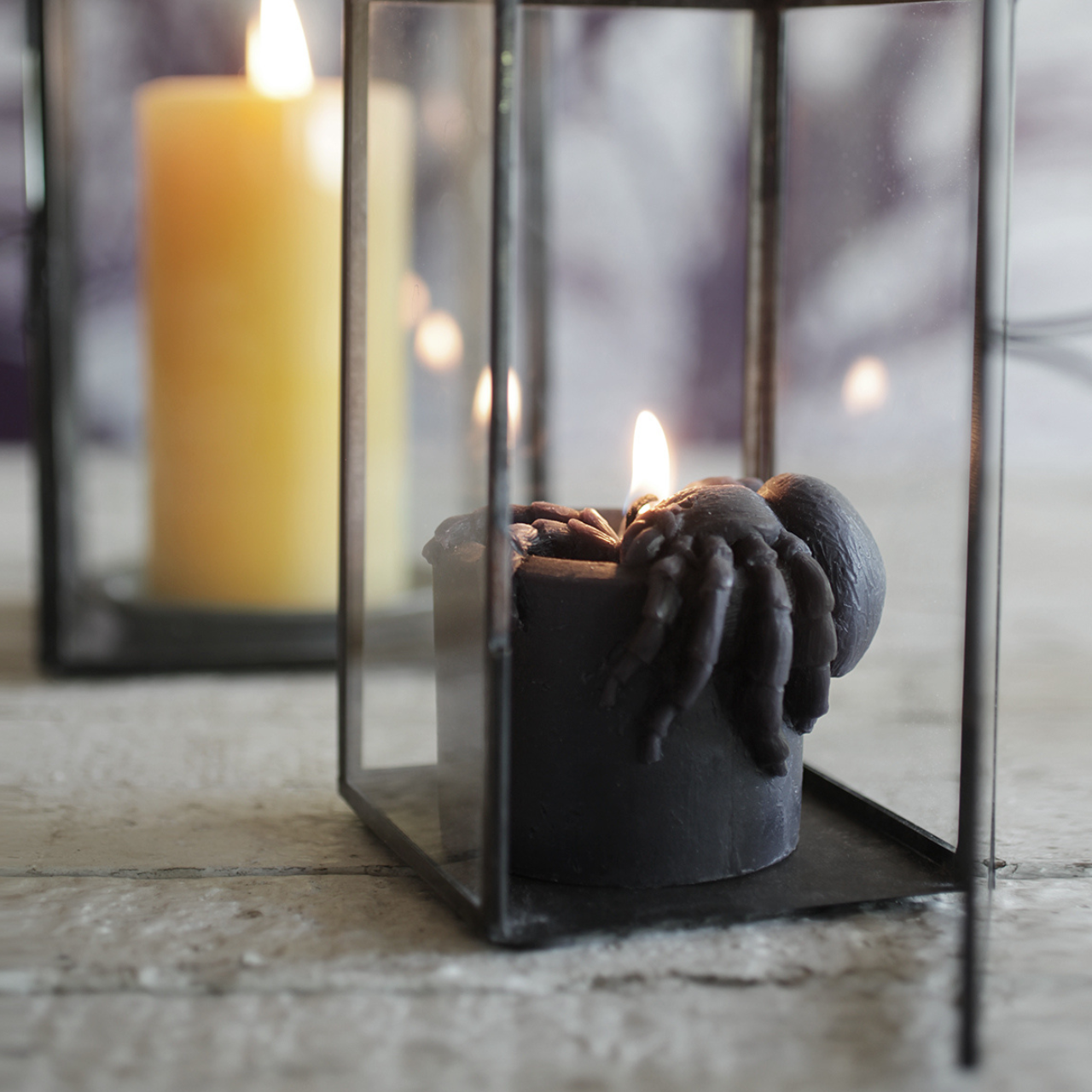 Spider Pillar Candle – 100% Beeswax – Black – 4” Sculpted