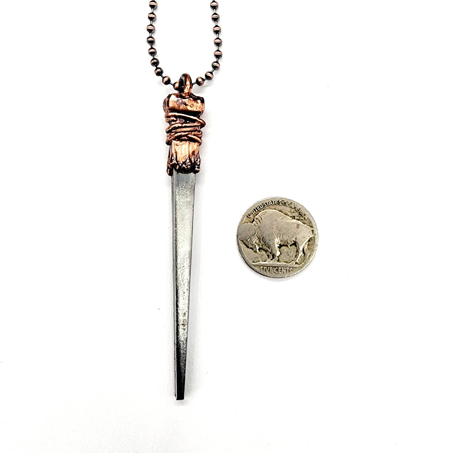 Coffin Nail Necklace - Antique Copper