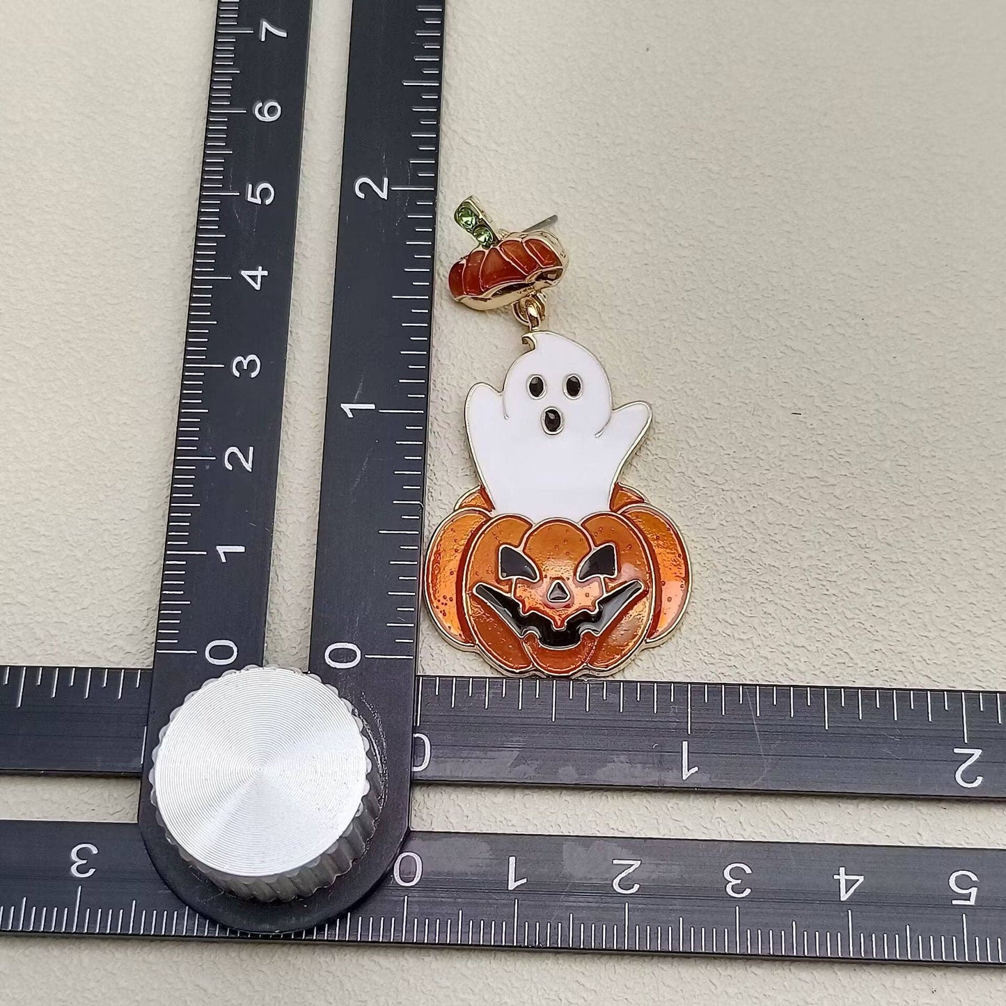 Halloween Enamel Pumpkin Ghost Dangle Earrings