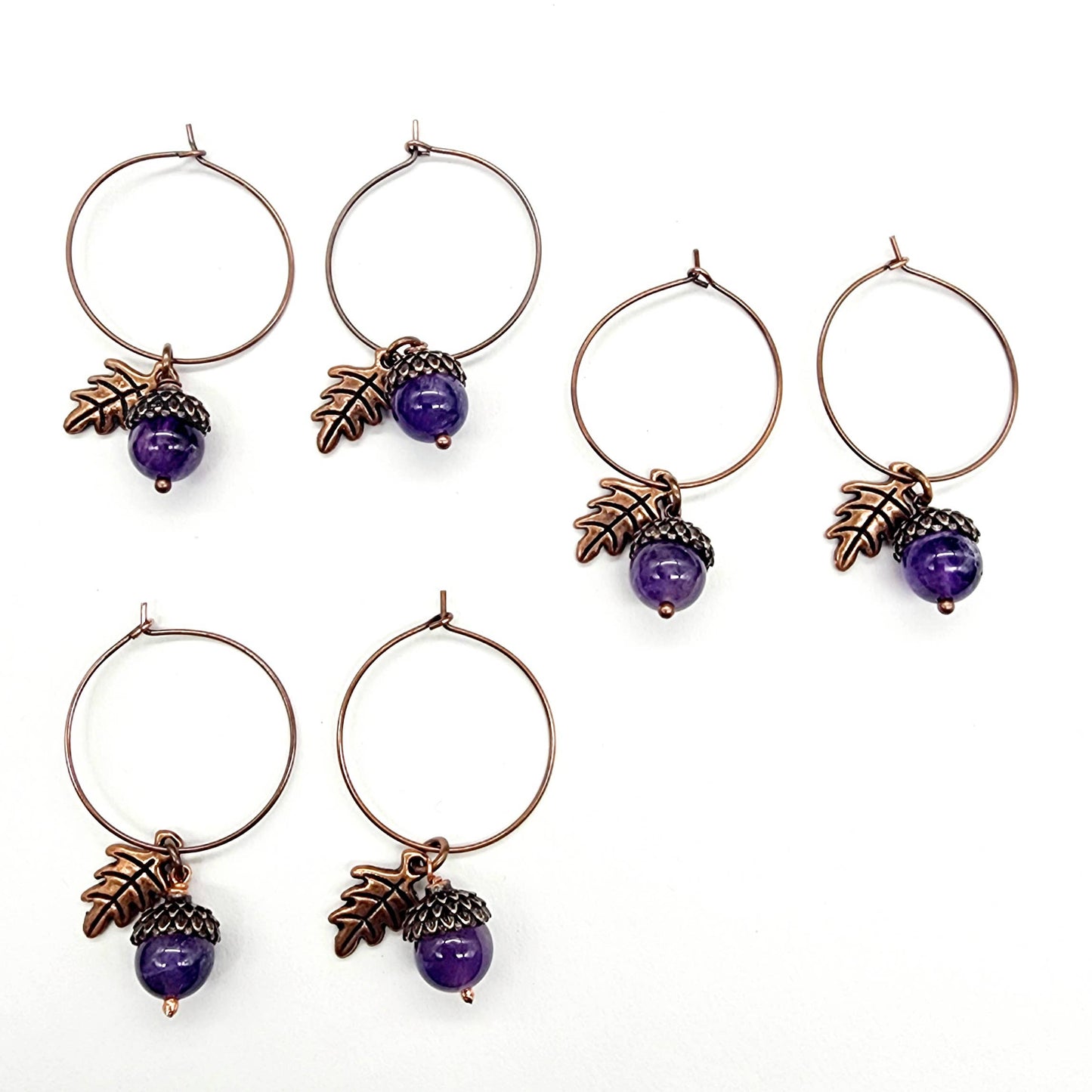 Acorn Earrings-Amethyst