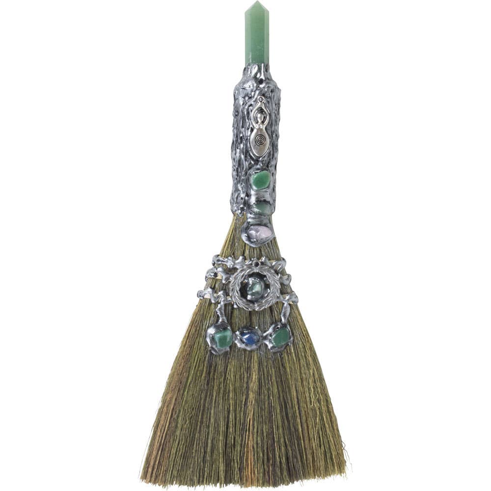 Gemstone Broom 13in - Green Aventurine