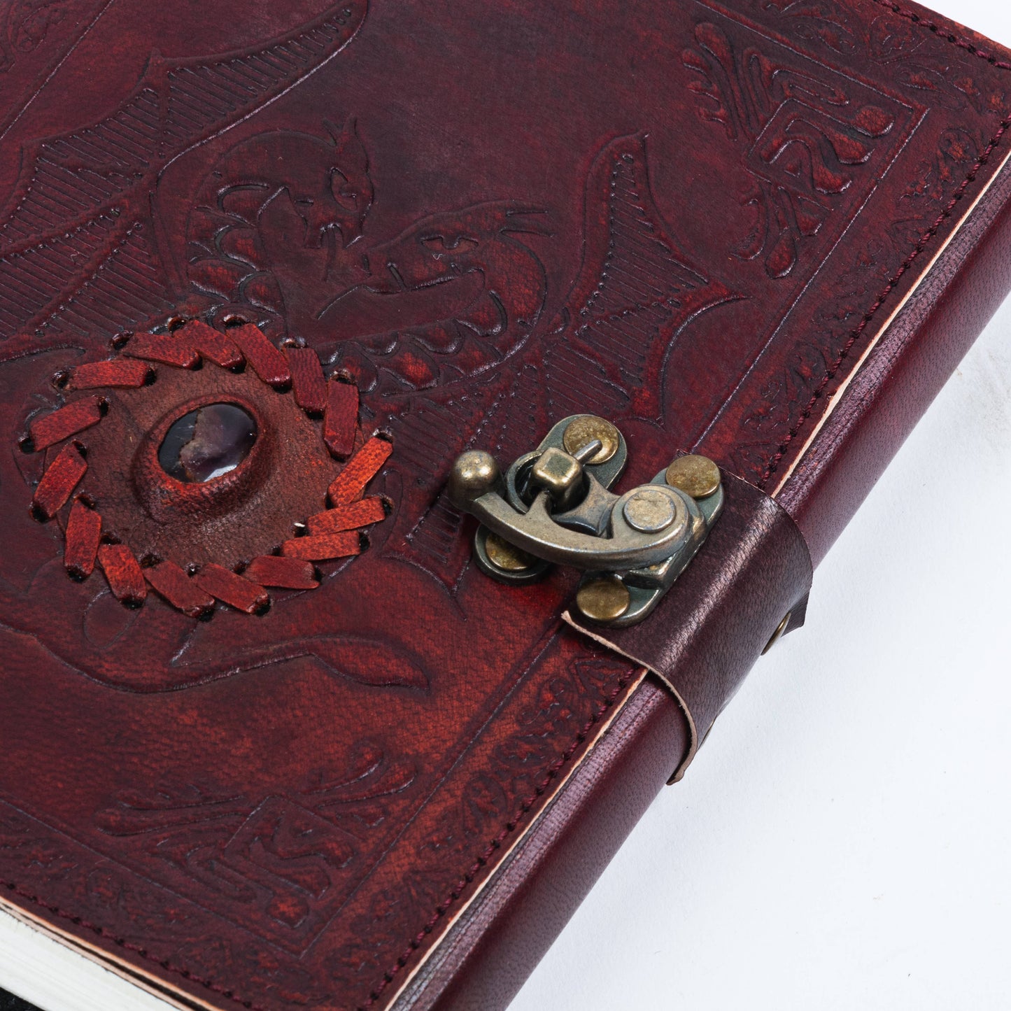 Leather Journal with Stone Dragon Embossed