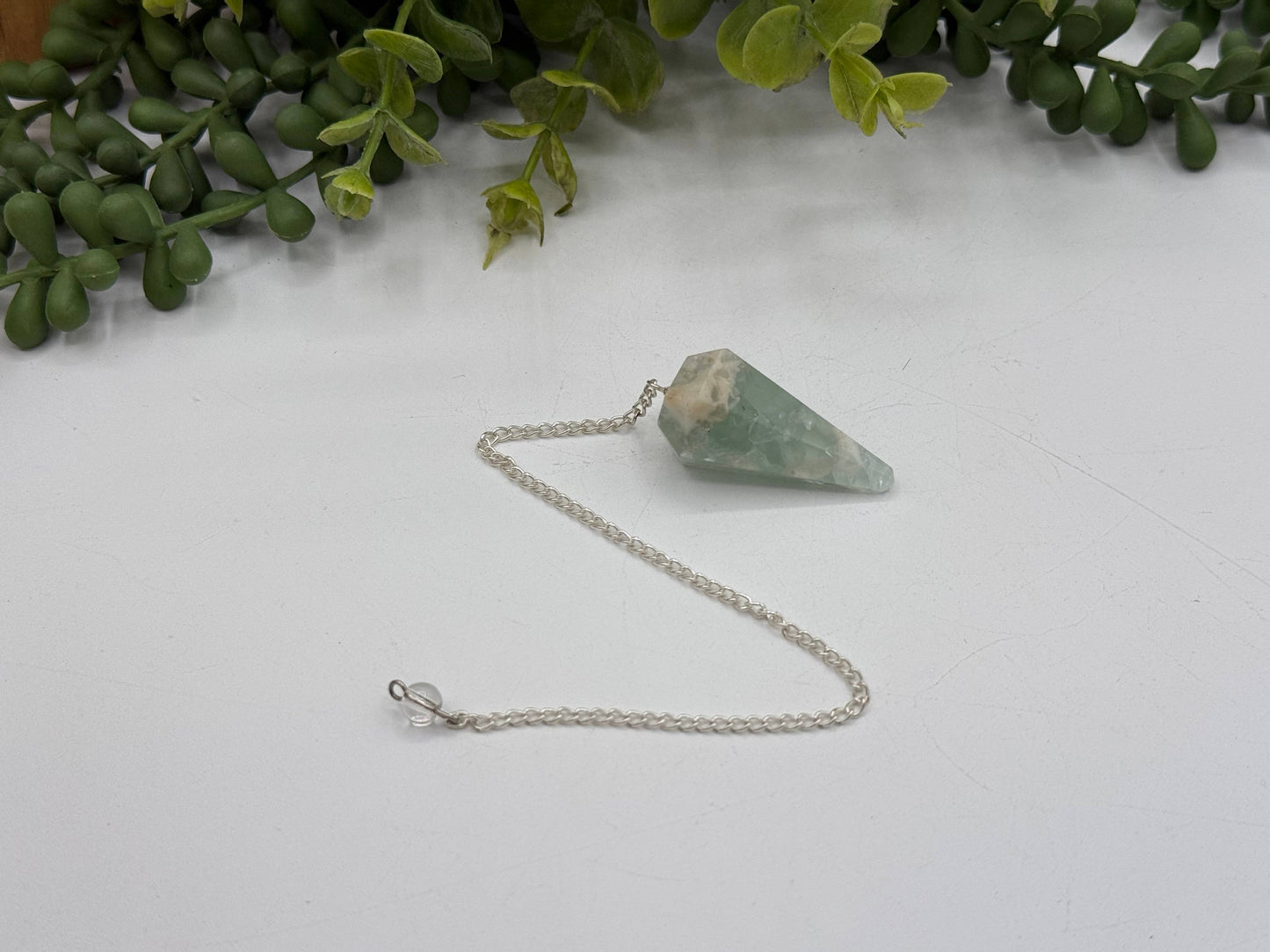 Fluorite Pendulum with Silver Plated Chain