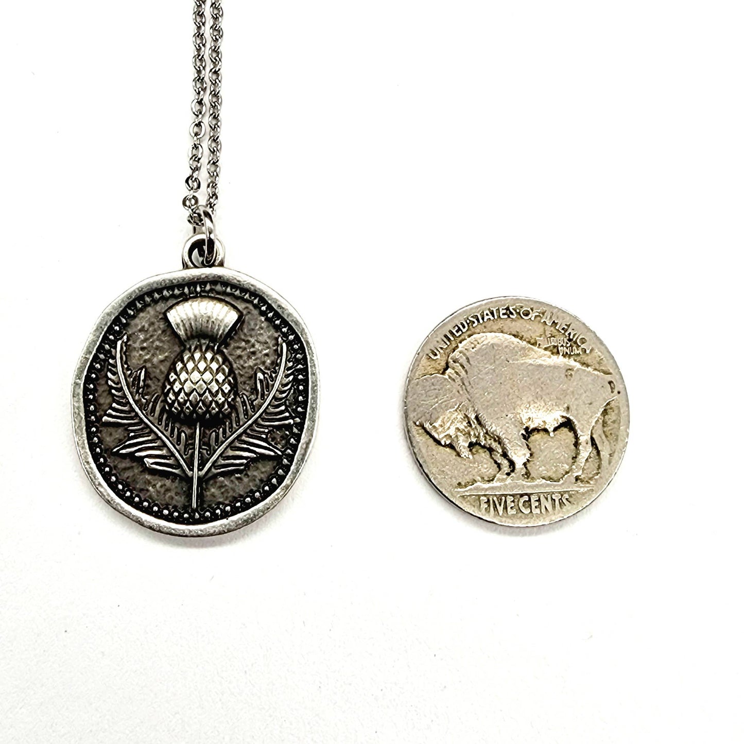 Thistle Necklace - Antique Silver