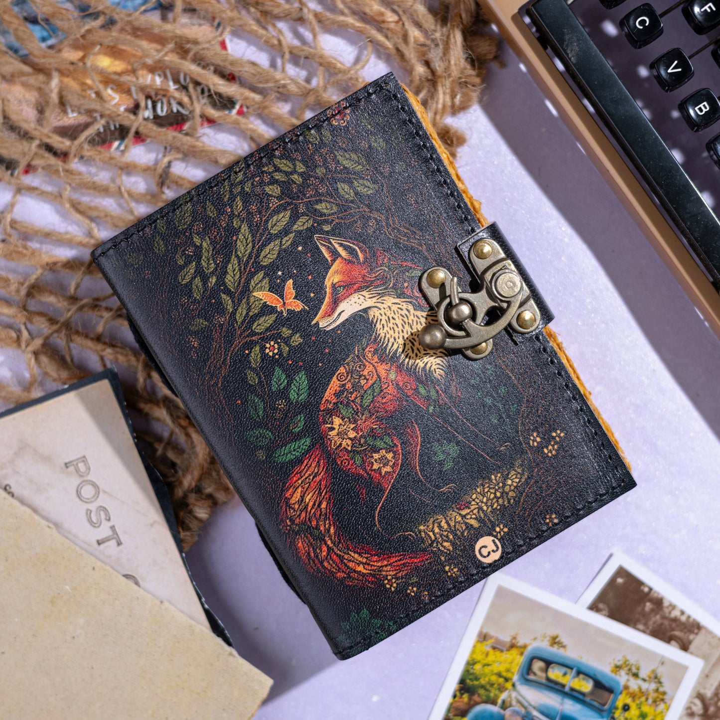Leather Journal with Fox