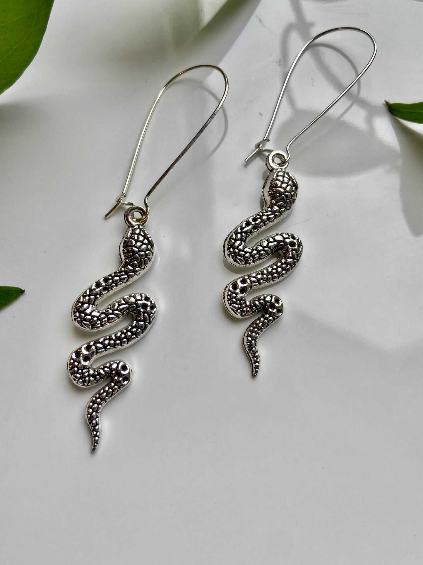 Silver Snake Earring Set