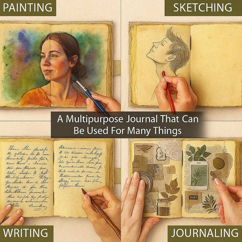 Leather Journal with Mushroom Print