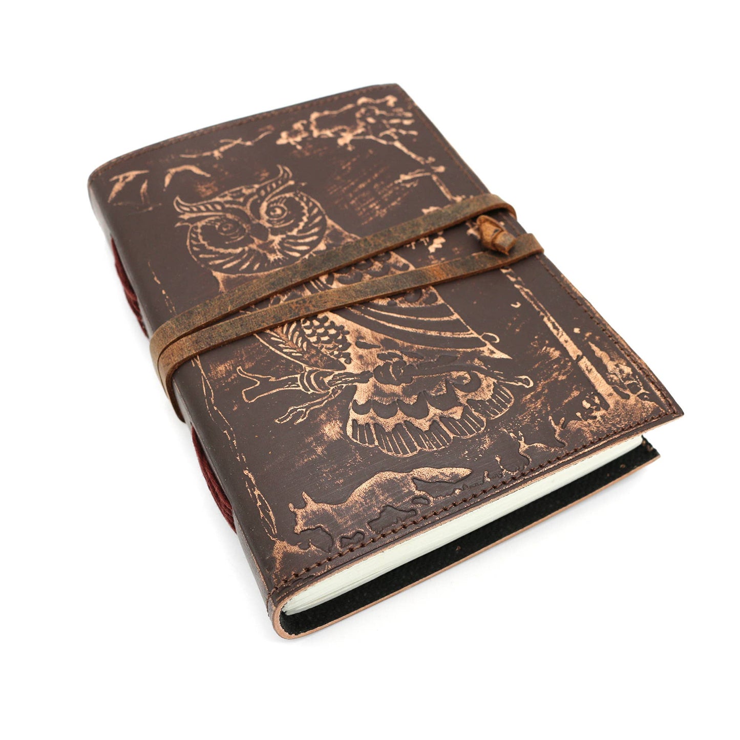 Embossed Owl, Blank Leather Journal