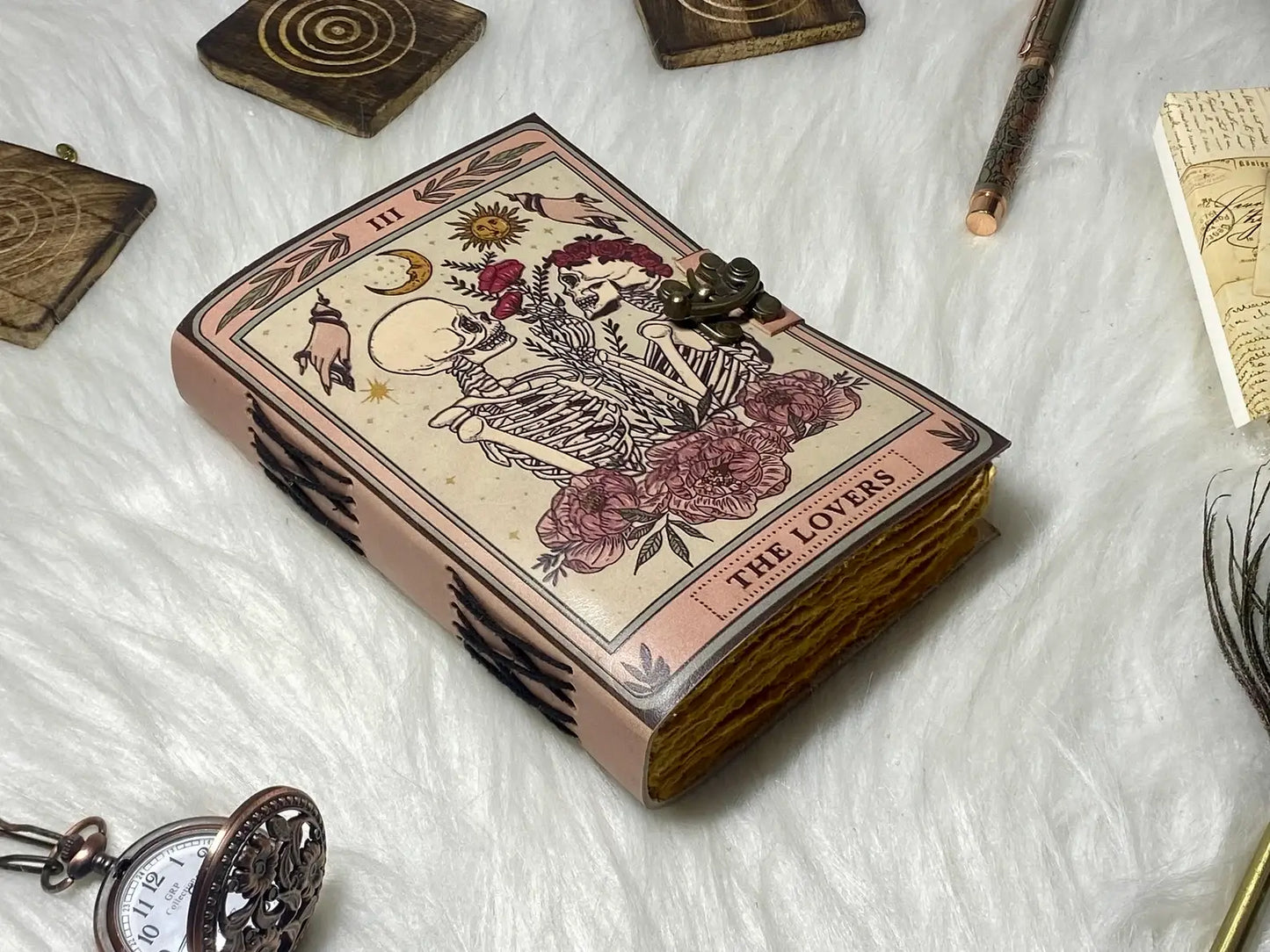 Leather Journal with The Lovers Print