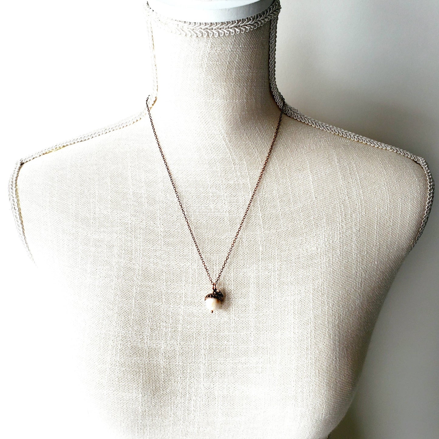 Acorn Necklace-Natural White Opal