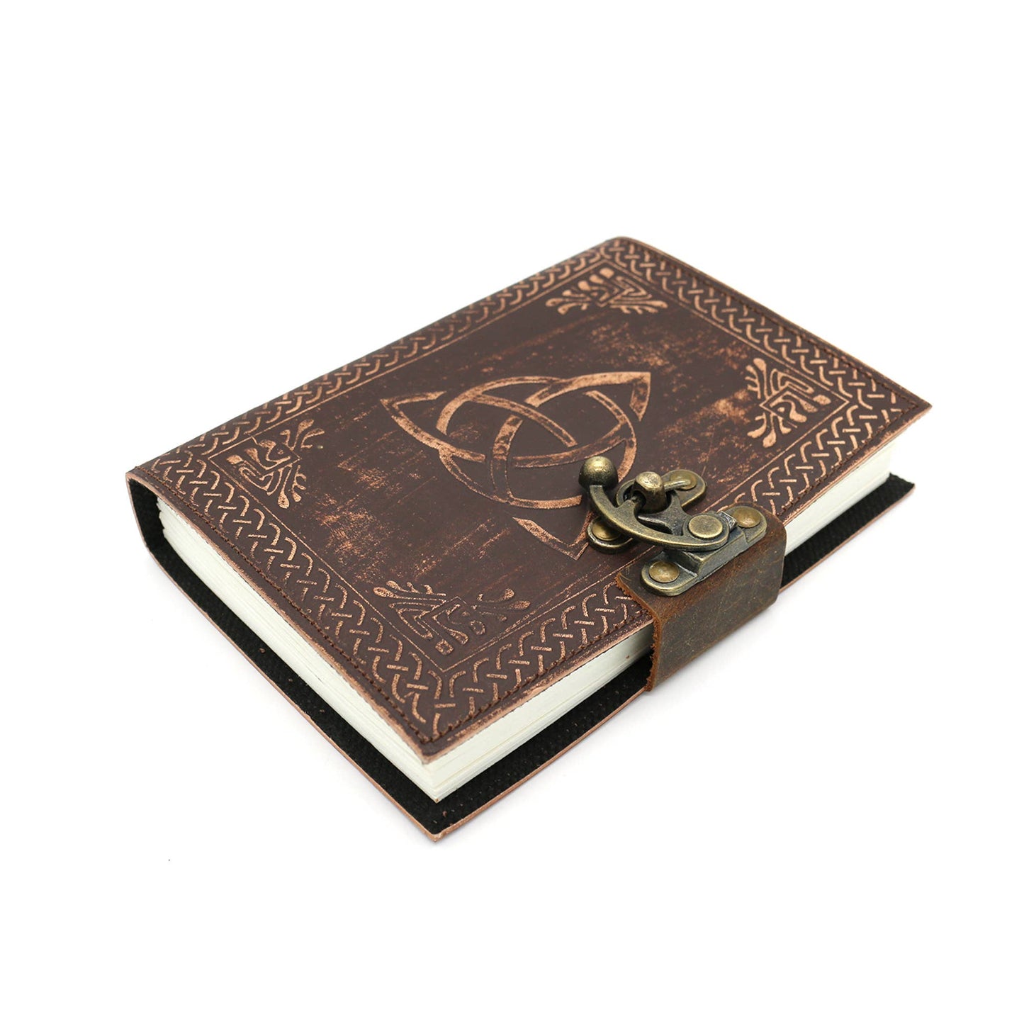 Embossed Triquetra, Blank Leather Journal