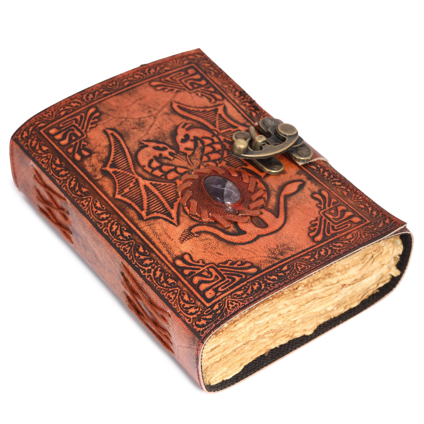 Leather Journal with Stone Dragon Embossed