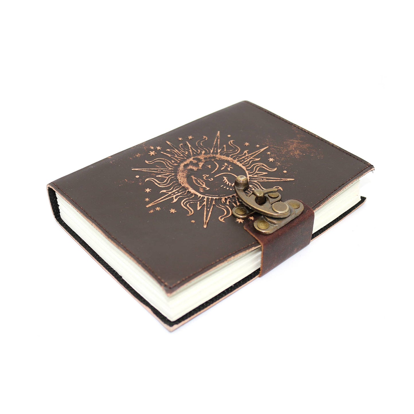 Embossed Sun & Moon, Blank Leather Journal