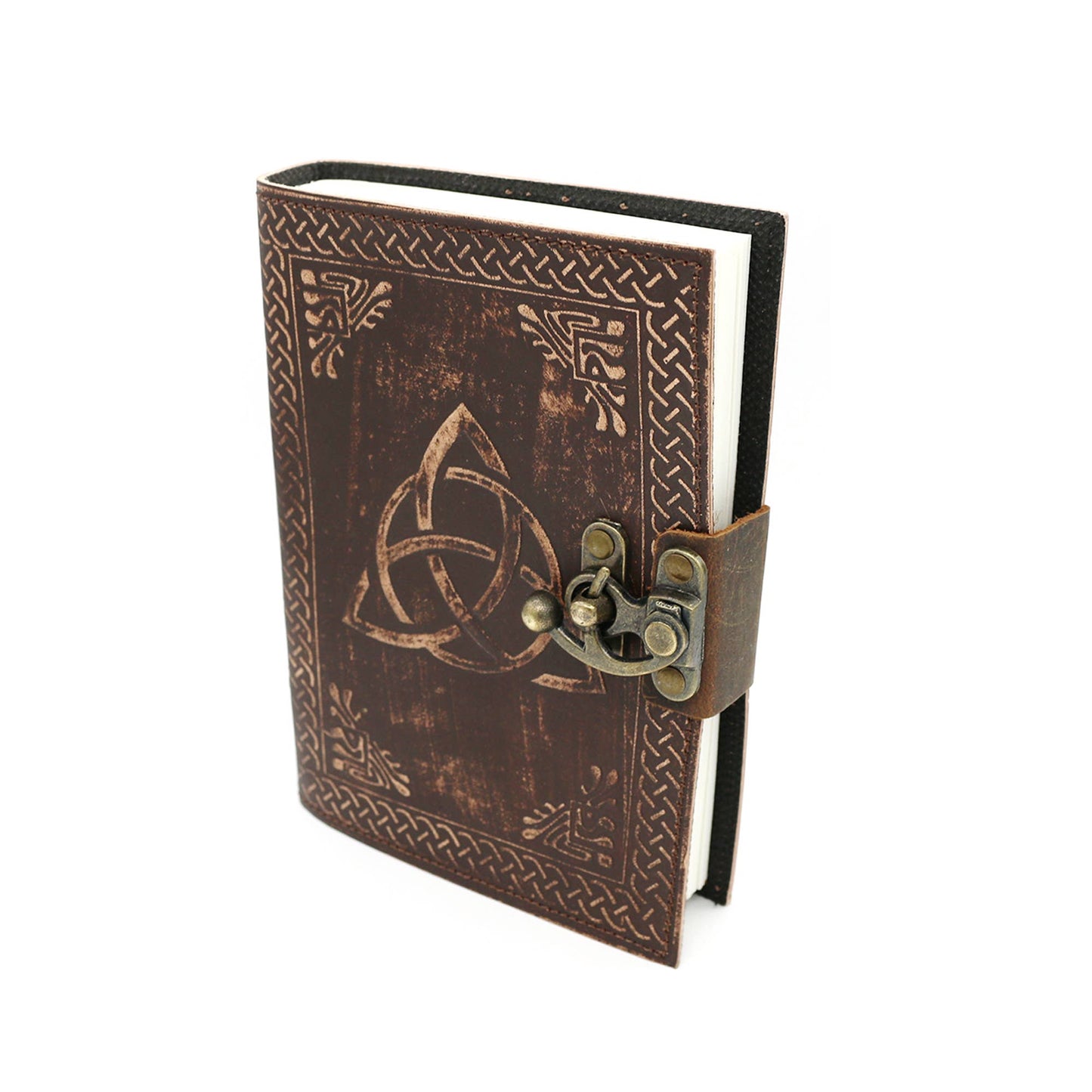 Embossed Triquetra, Blank Leather Journal