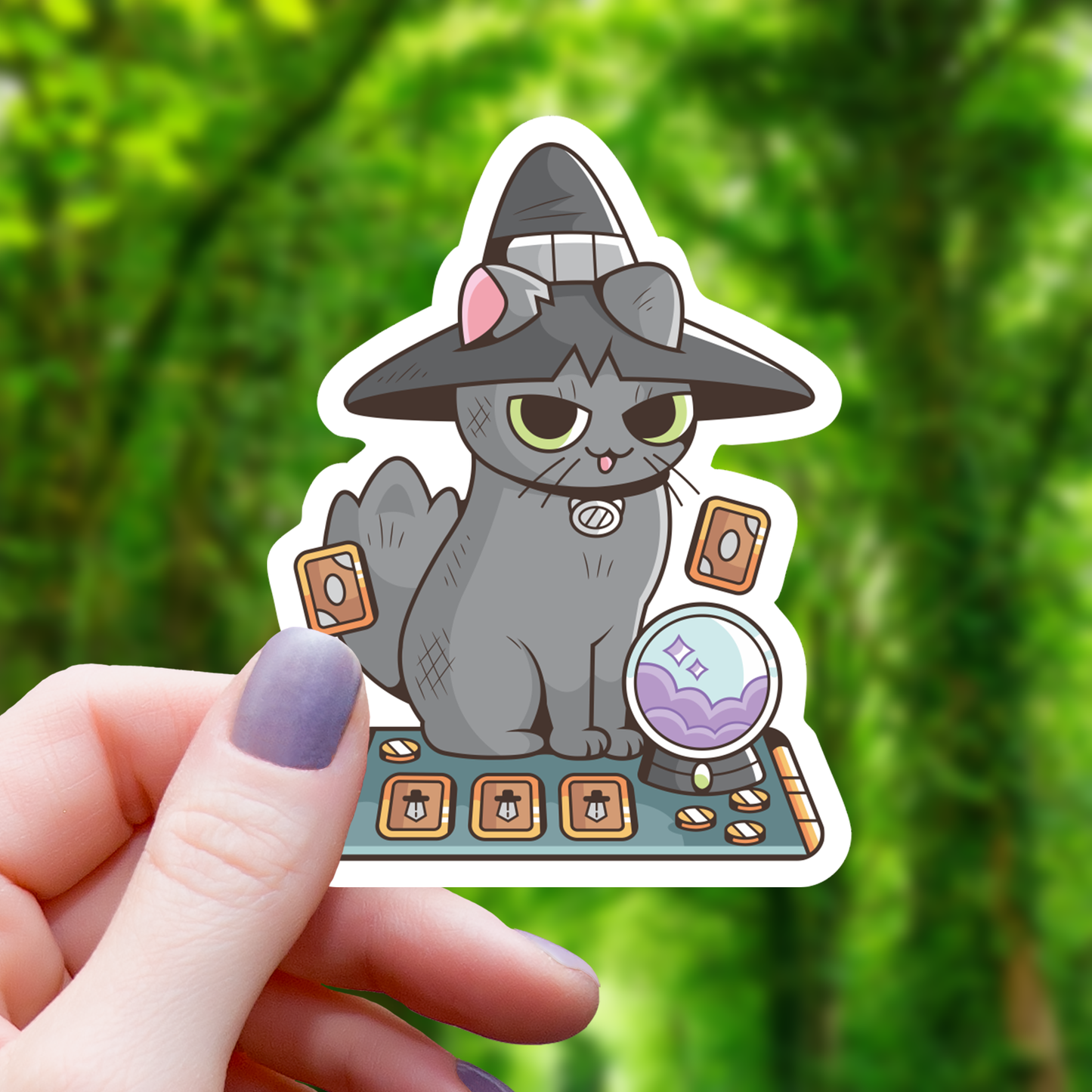 Witchy Tarot Cat Sticker - 3"
