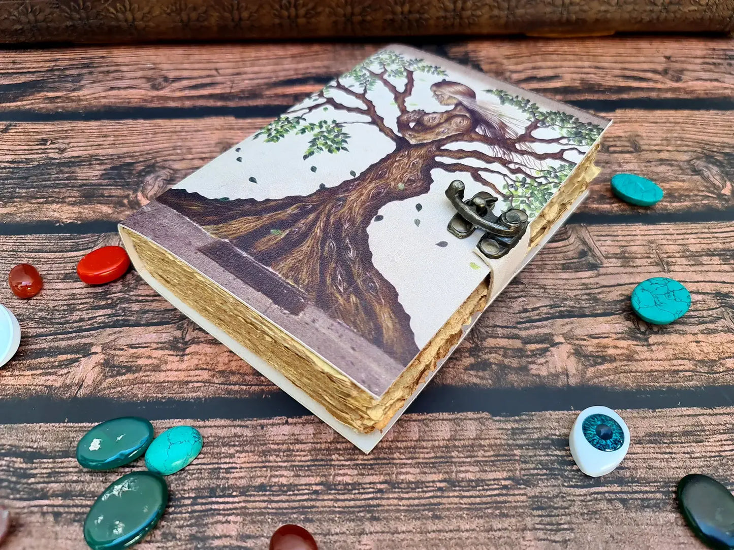 Leather Bound Journal with Tree Spirit Print