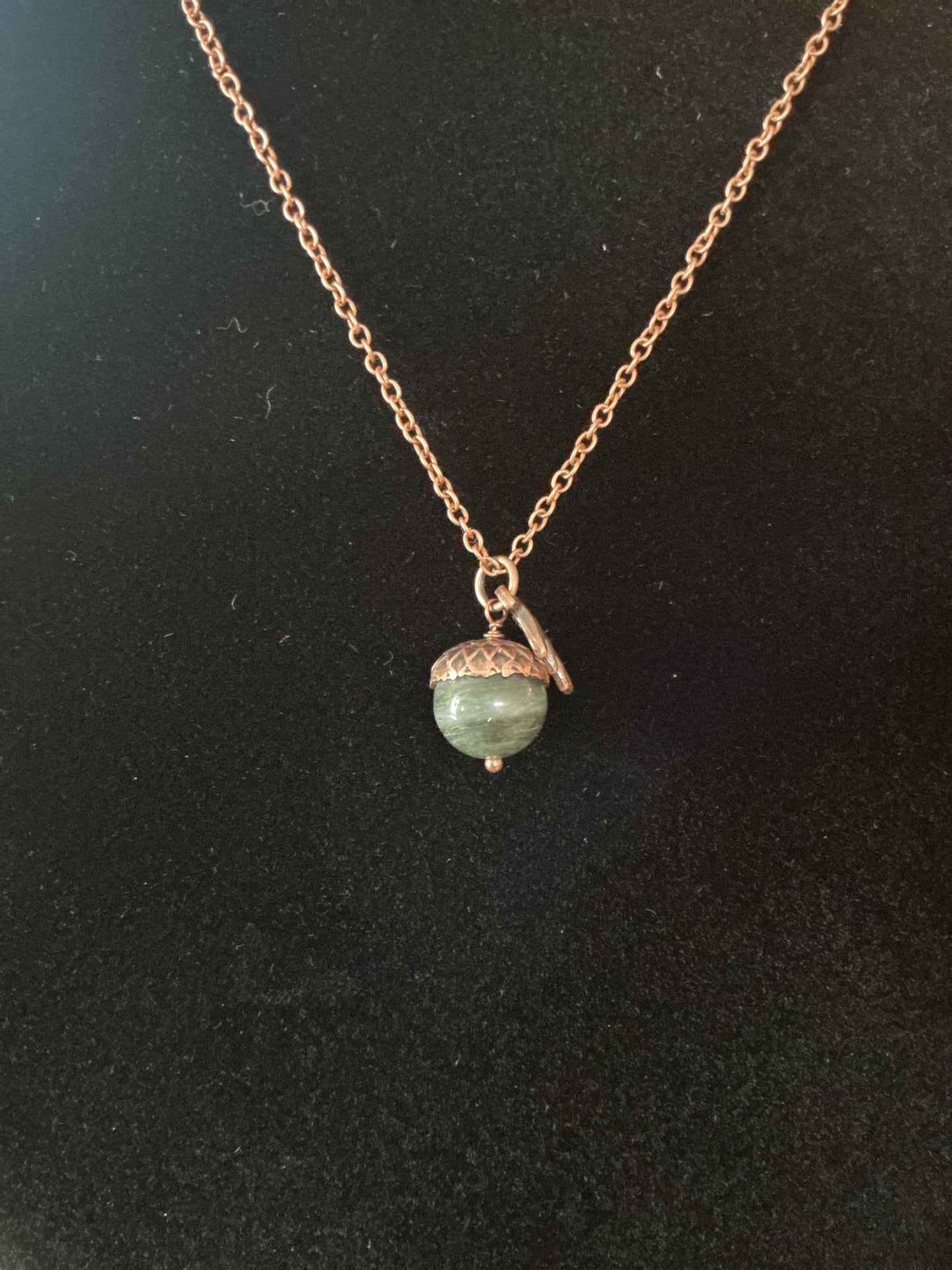 Acorn Necklace-Green Zebra Jasper
