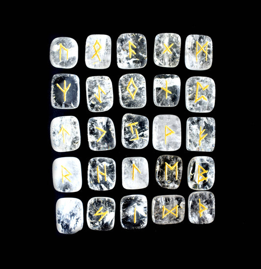 Futhark Rune Set| Clear Quartz | Rune Stones| Runic Crystals